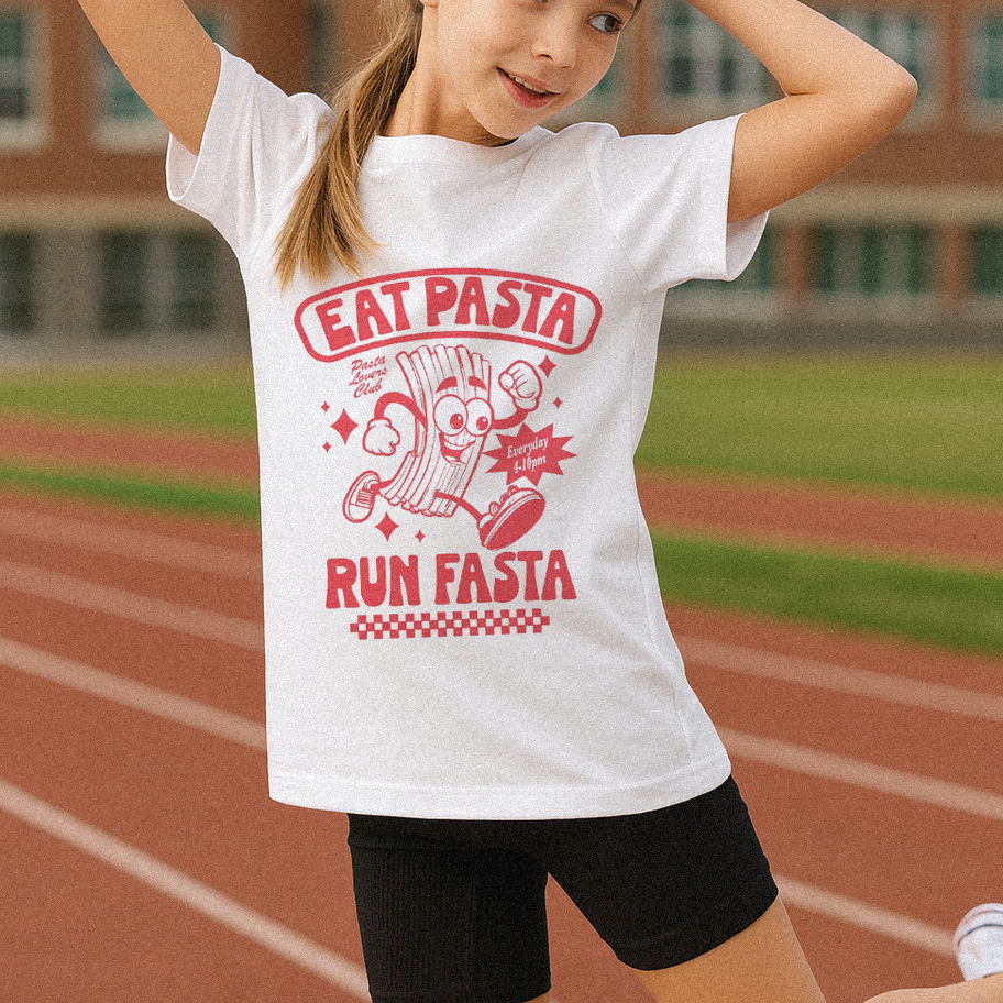 Eat Pasta Run Fasta Kids T-shirt