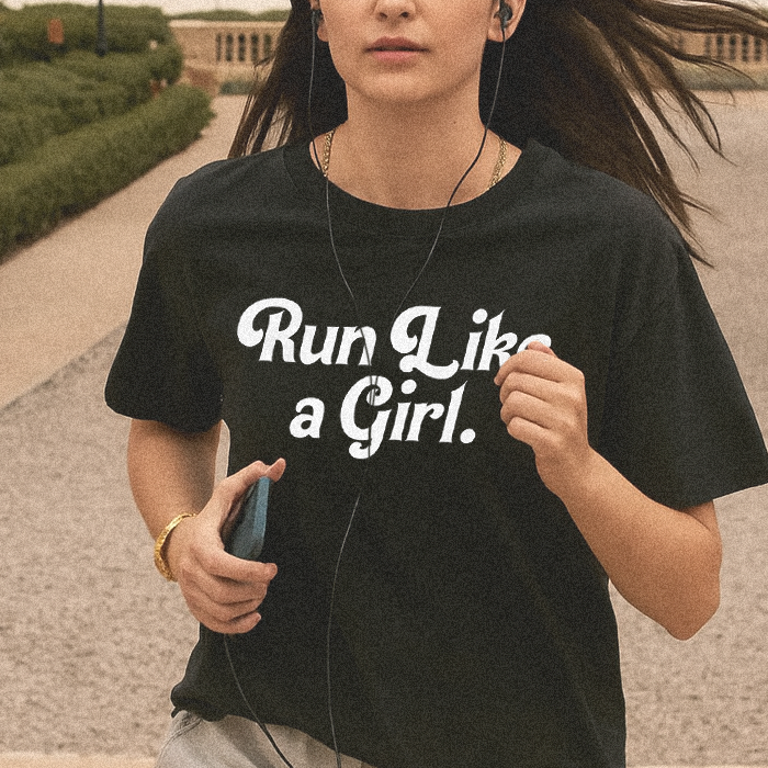 Run Like A Girl Slogan T-shirt