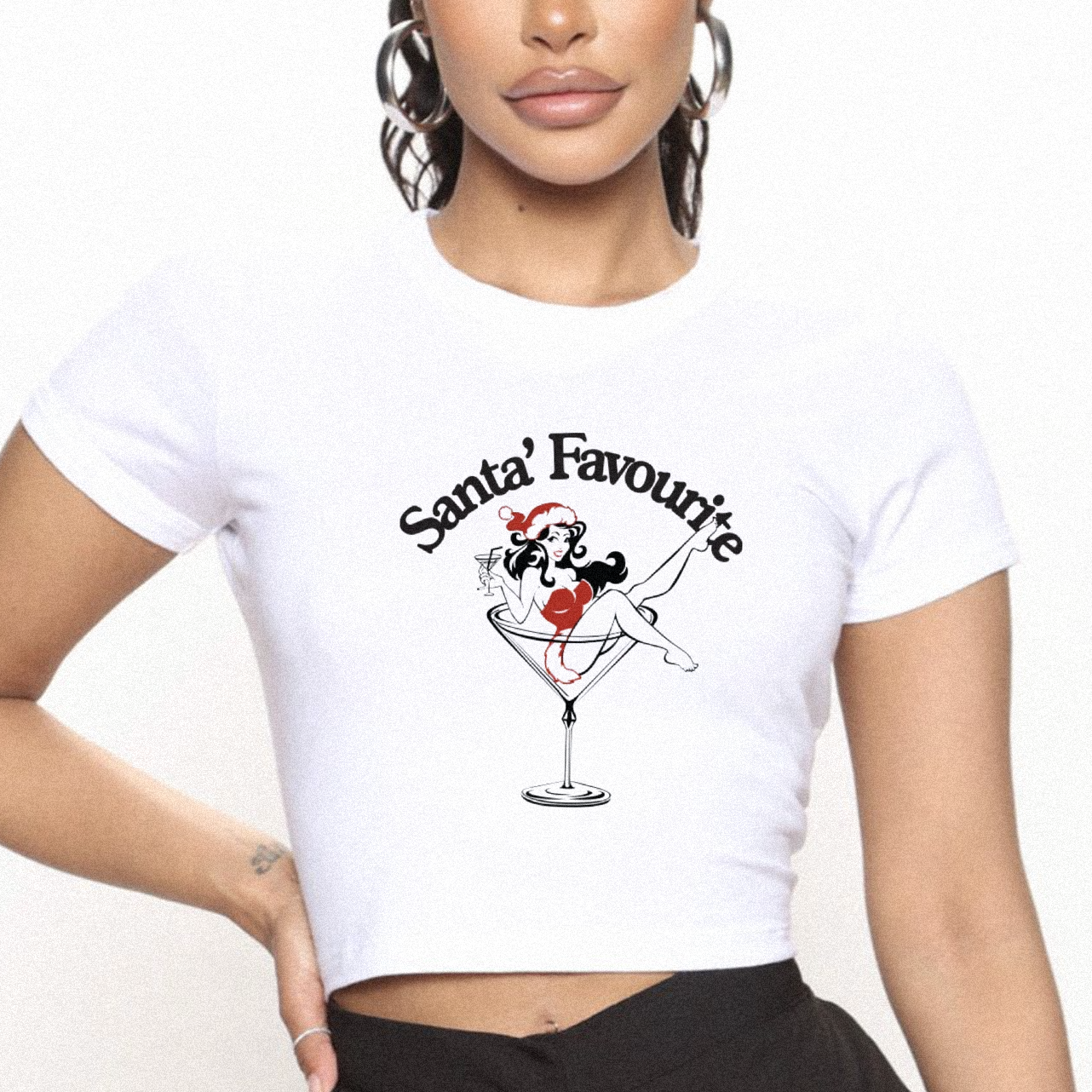 Santa's Favourite Christmas Martini Cropped Baby T-shirt