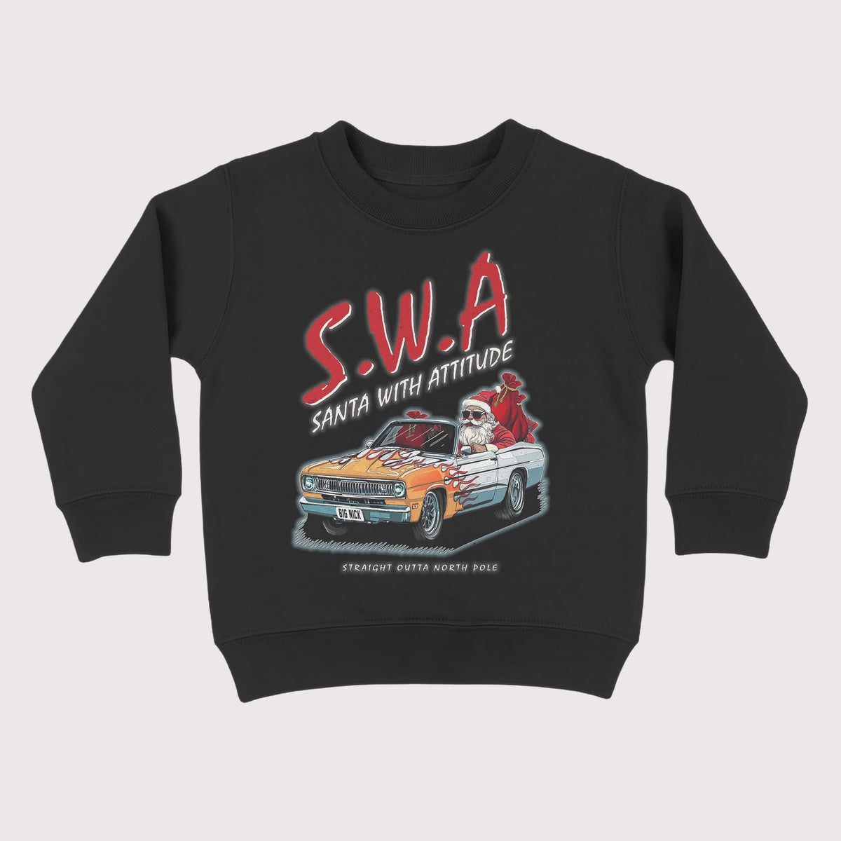 Santa With Attitude Kids Christmas Sweatshirt
