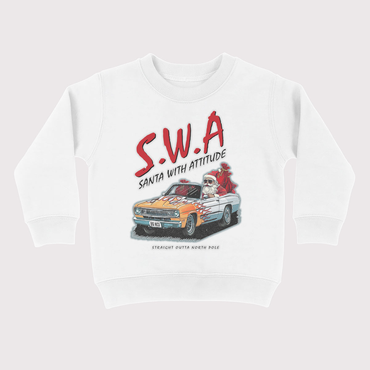 Santa With Attitude Kids Christmas Sweatshirt