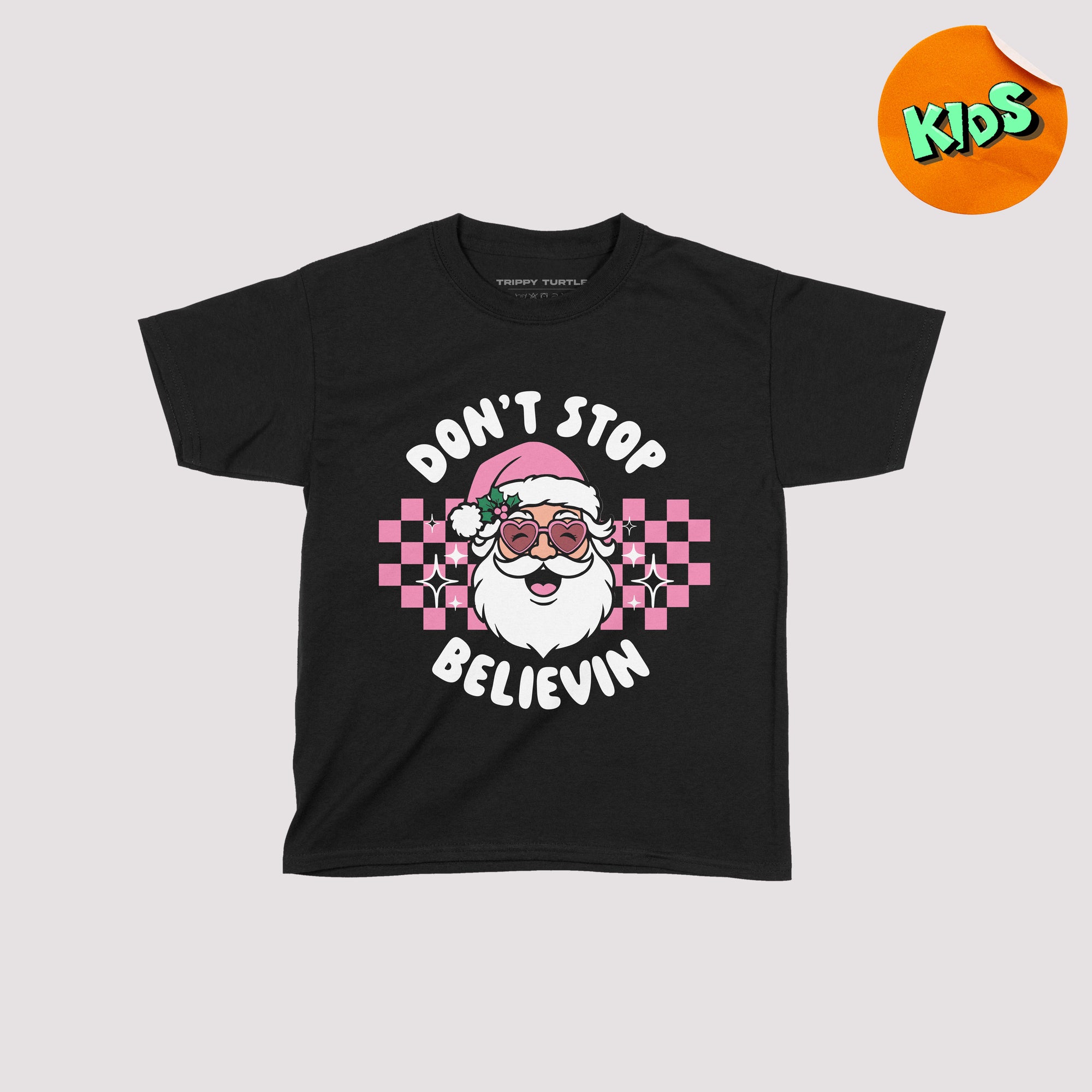 Don't Stop Believin Kids Christmas T-shirt Pink