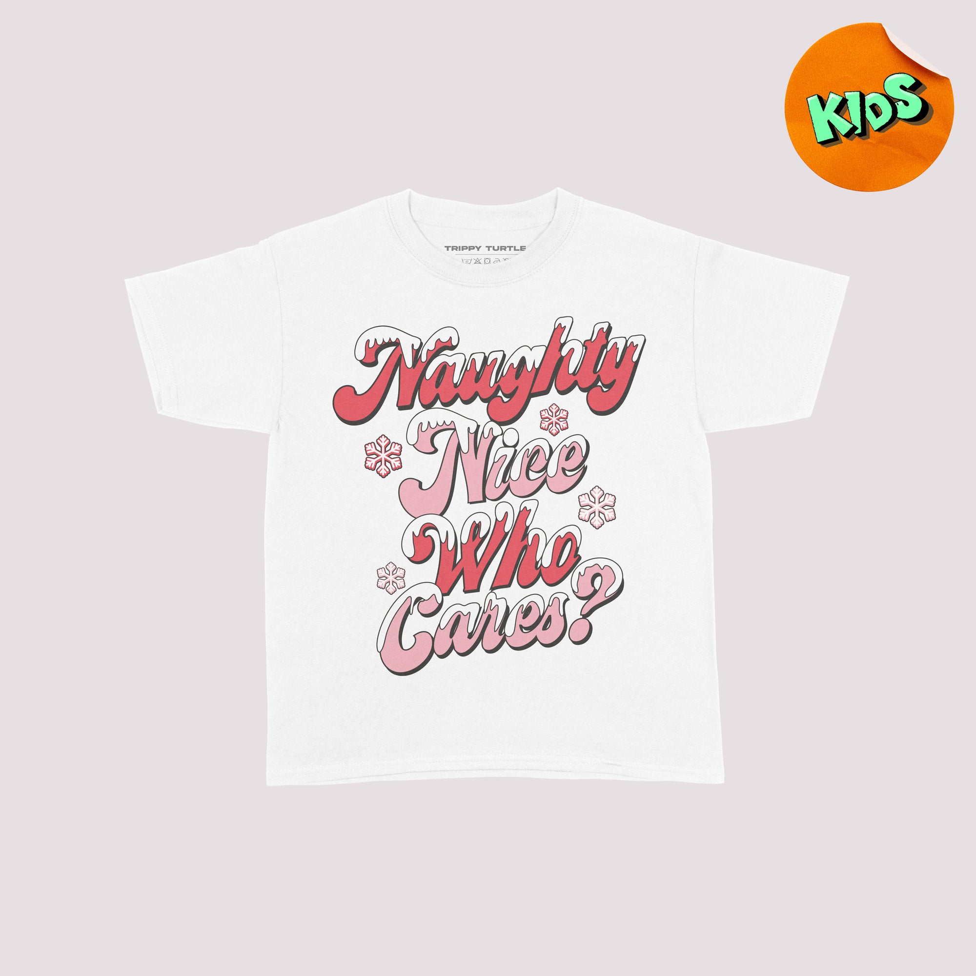 Naughty Nice Who Cares Kids Christmas T-shirt
