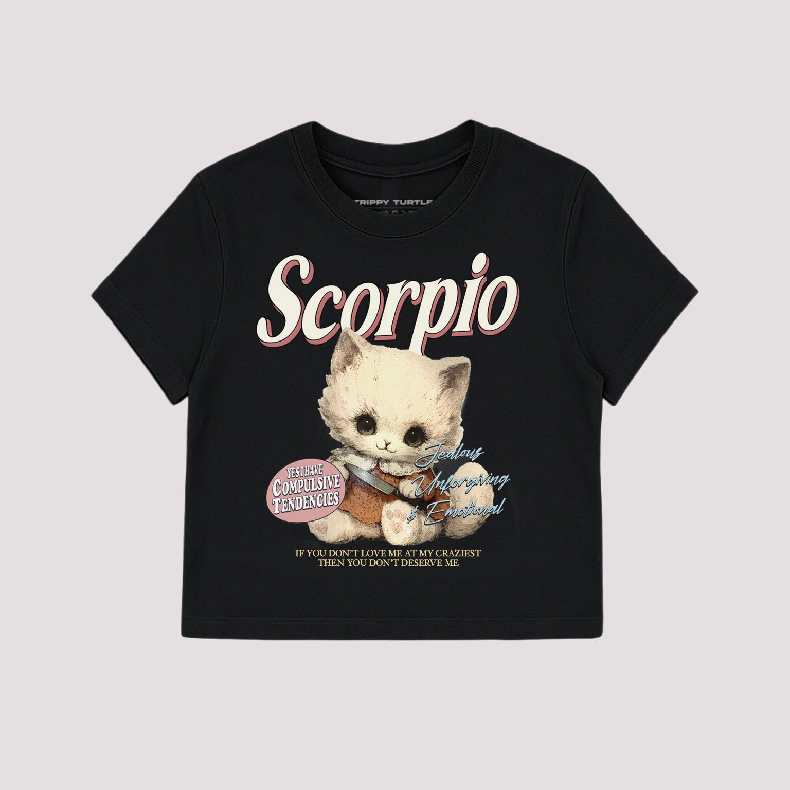Scorpio Cat Star Sign Cropped Baby T-shirt