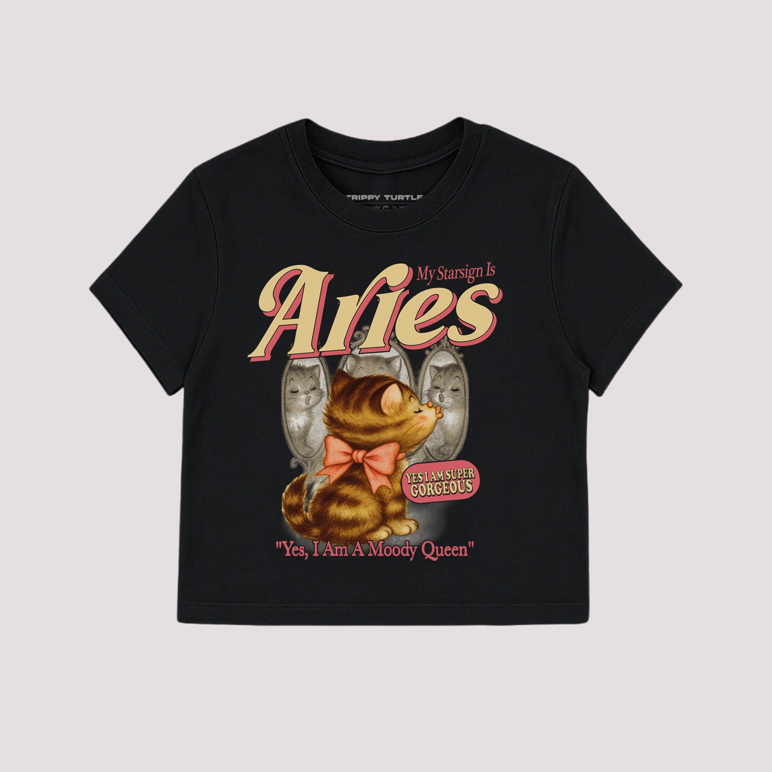 Aries Cat Star Sign Cropped Baby T-shirt