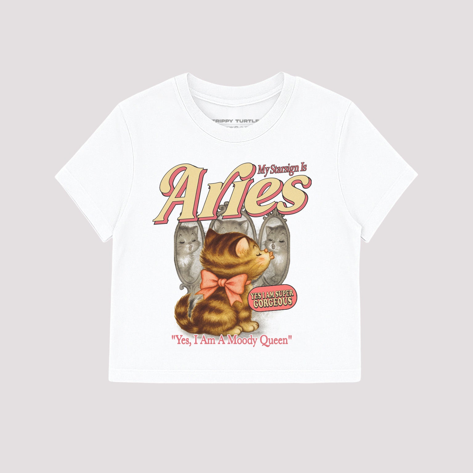 Aries Cat Star Sign Cropped Baby T-shirt