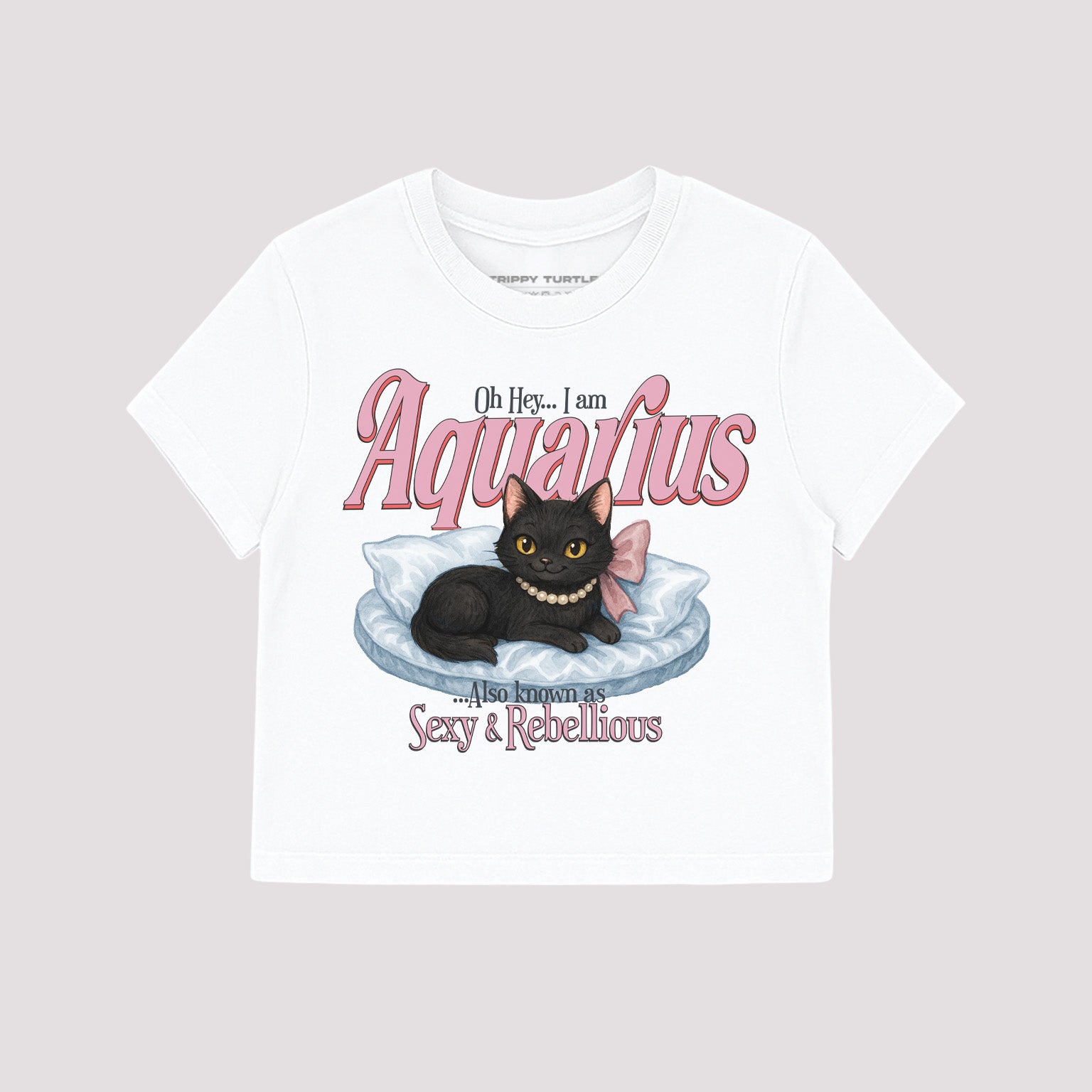 Aquarius Cat Star Sign Cropped Baby T-shirt