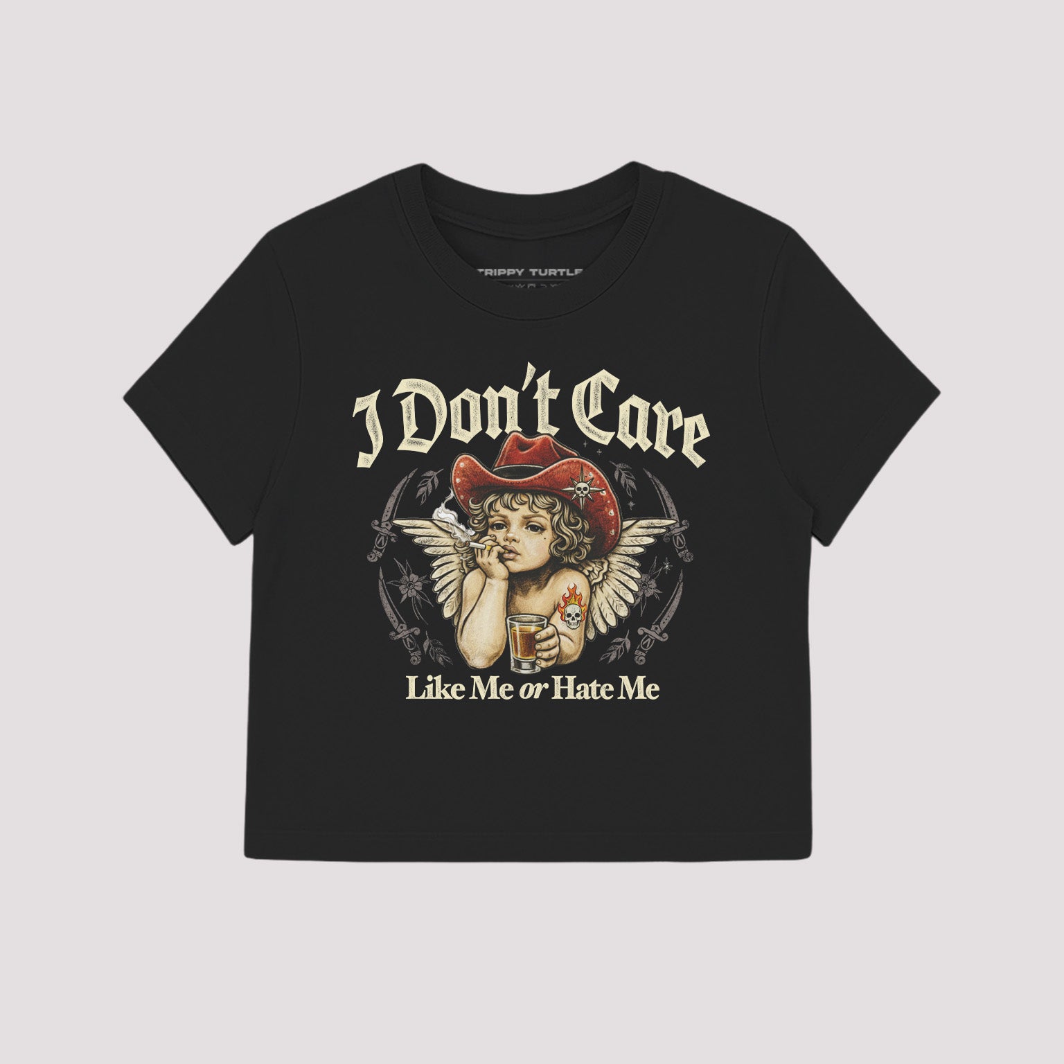 I Don't Care Cropped Baby T-shirt