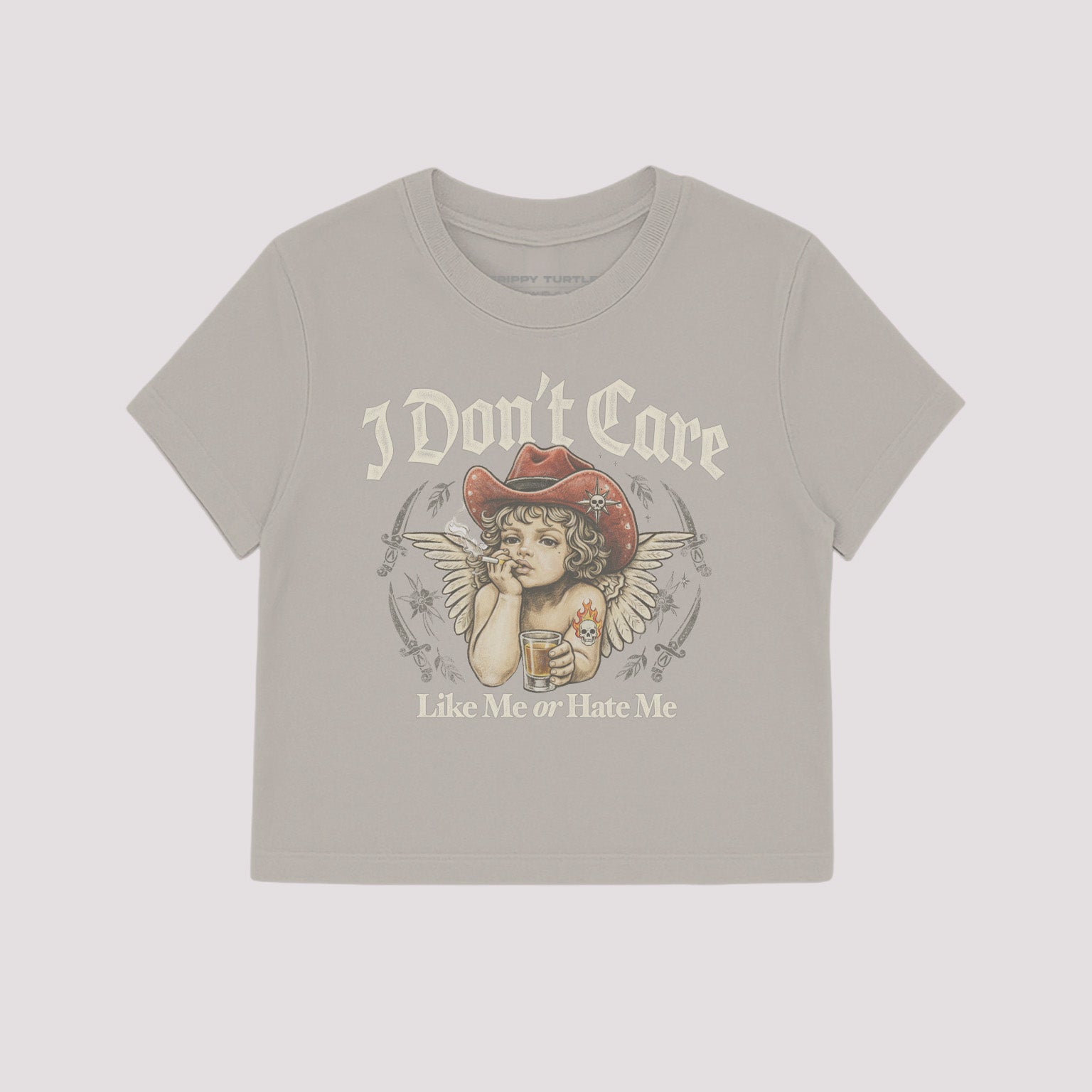 I Don't Care Cropped Baby T-shirt