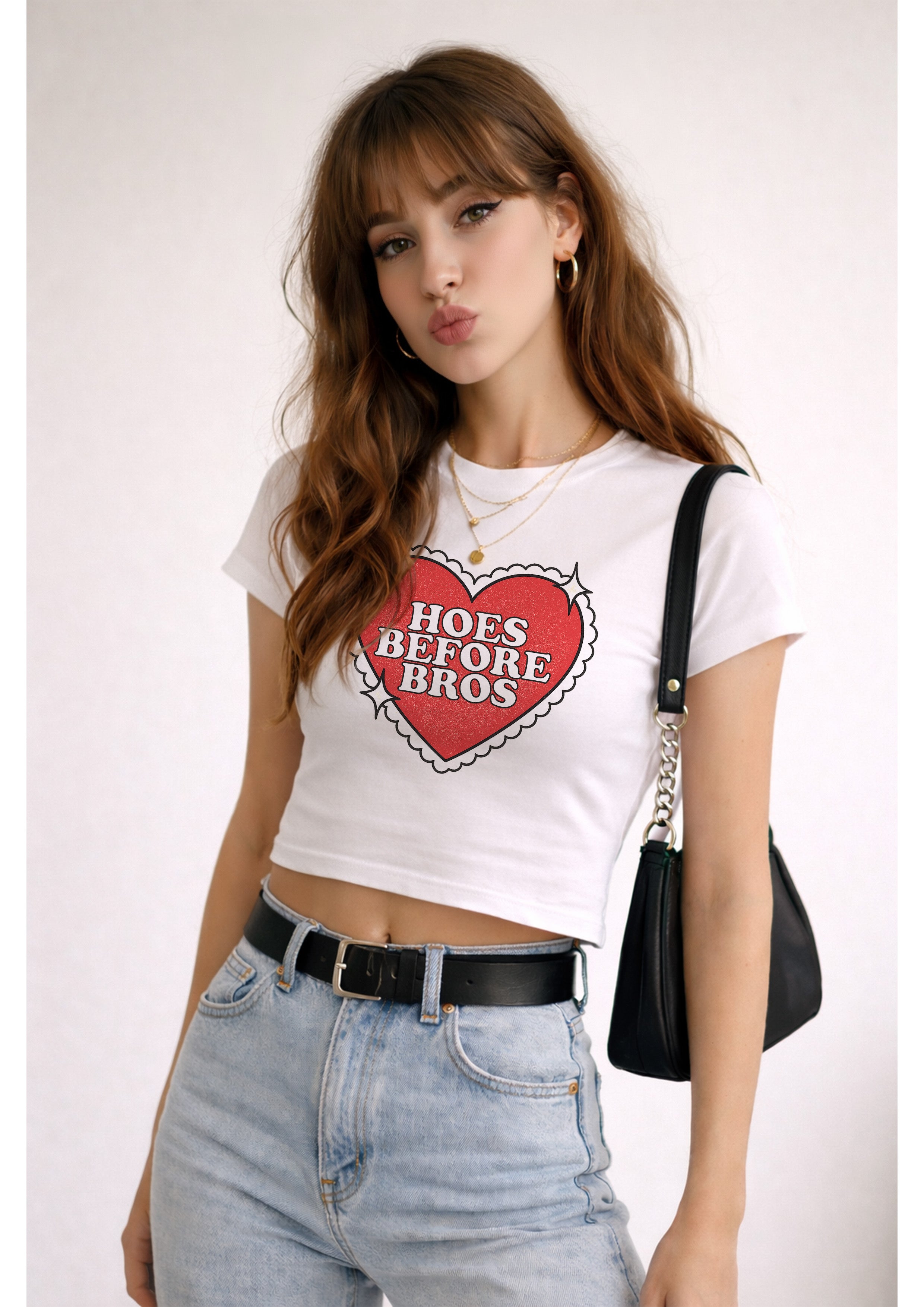 Hoes Before Bros Cropped Baby T-shirt