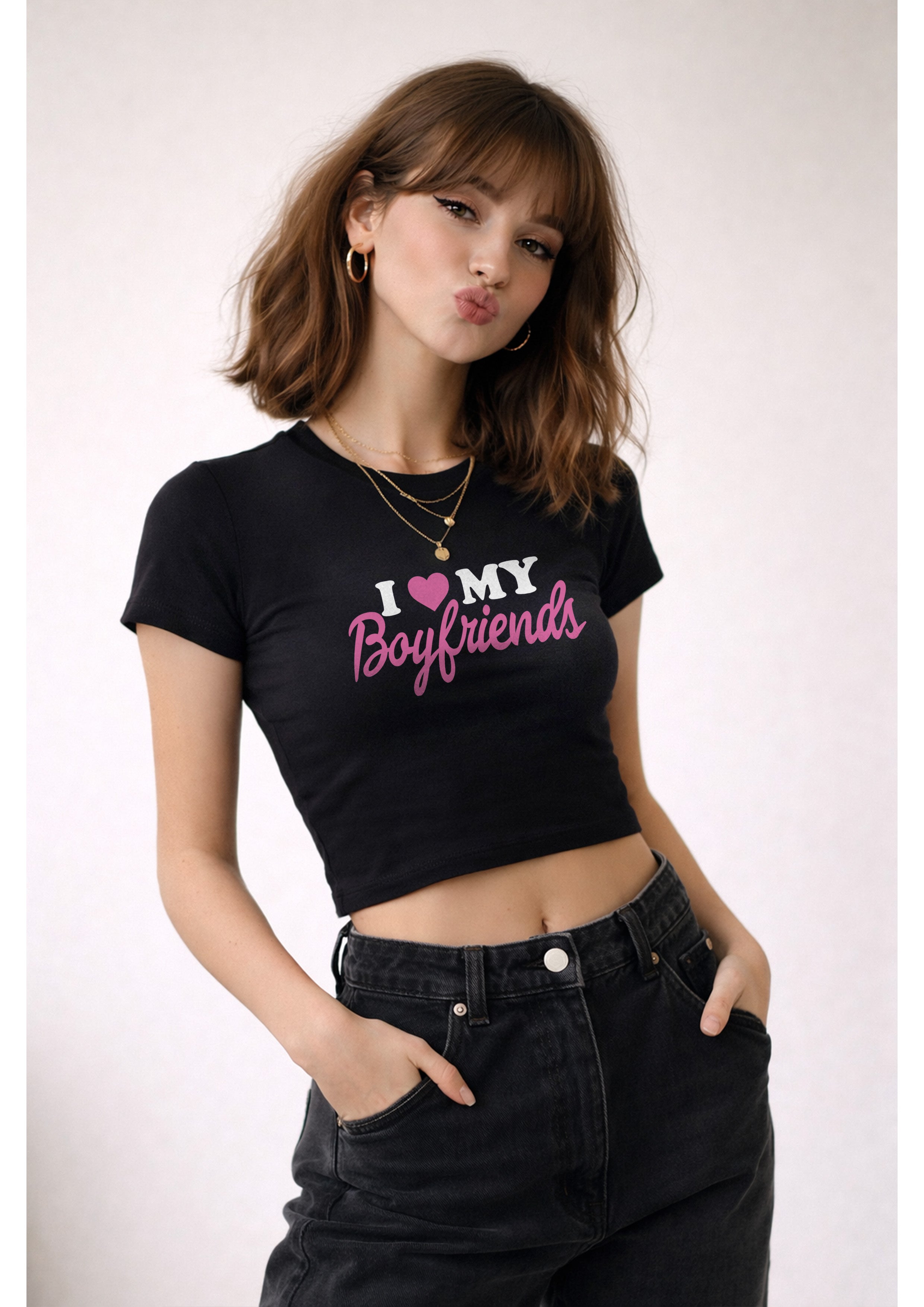 I Love My Boyfriends Cropped Baby T-shirt