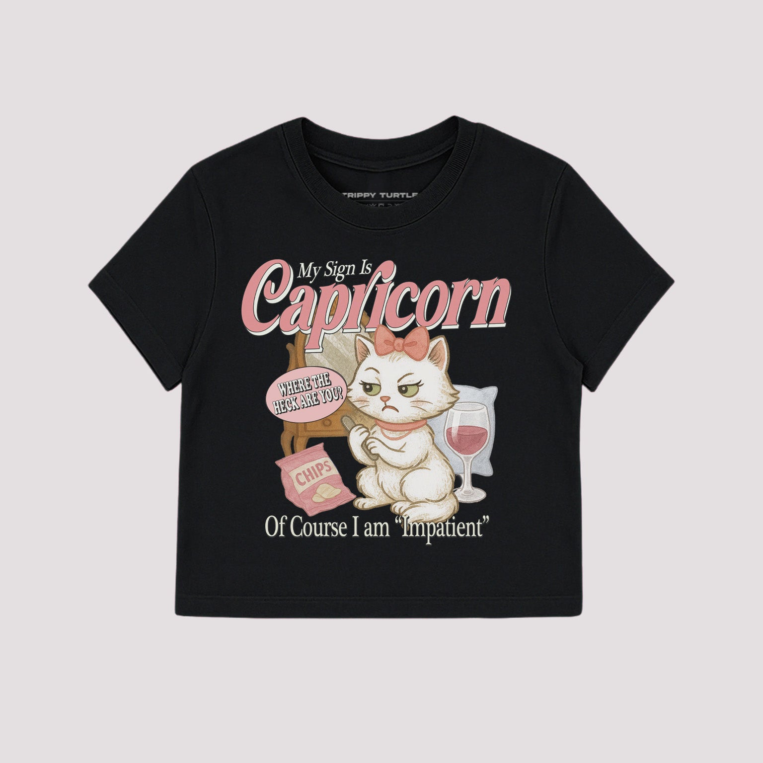 Capricorn Cat Star Sign Cropped Baby T-shirt