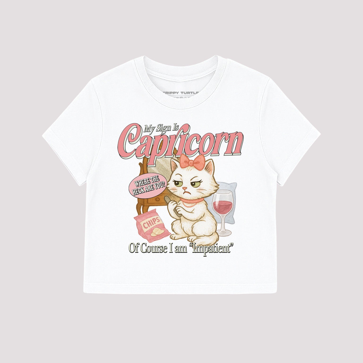 Capricorn Cat Star Sign Cropped Baby T-shirt