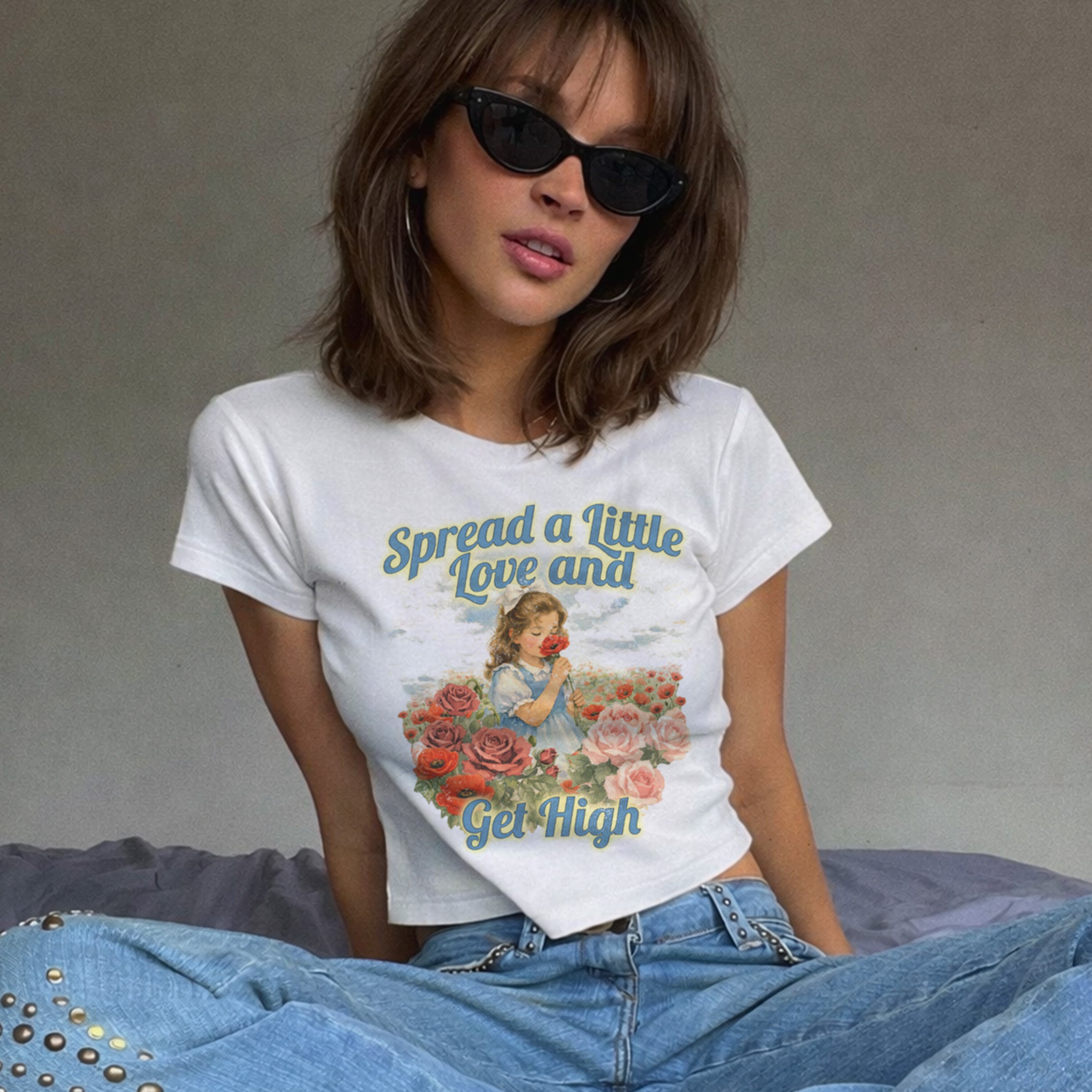Spread Love Get High Cropped Baby T-shirt