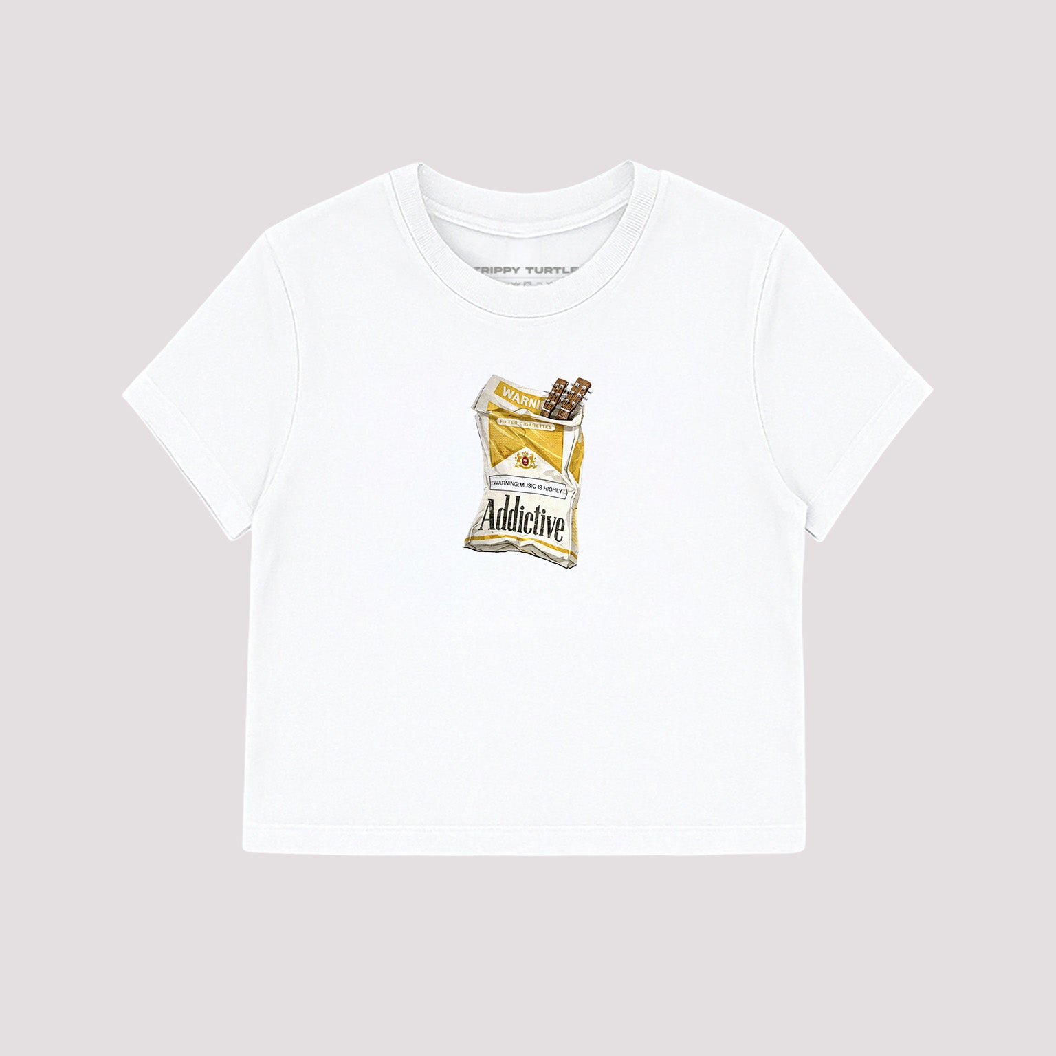 Addictive Guitar Smoke Graphic Cropped Baby T-shirt