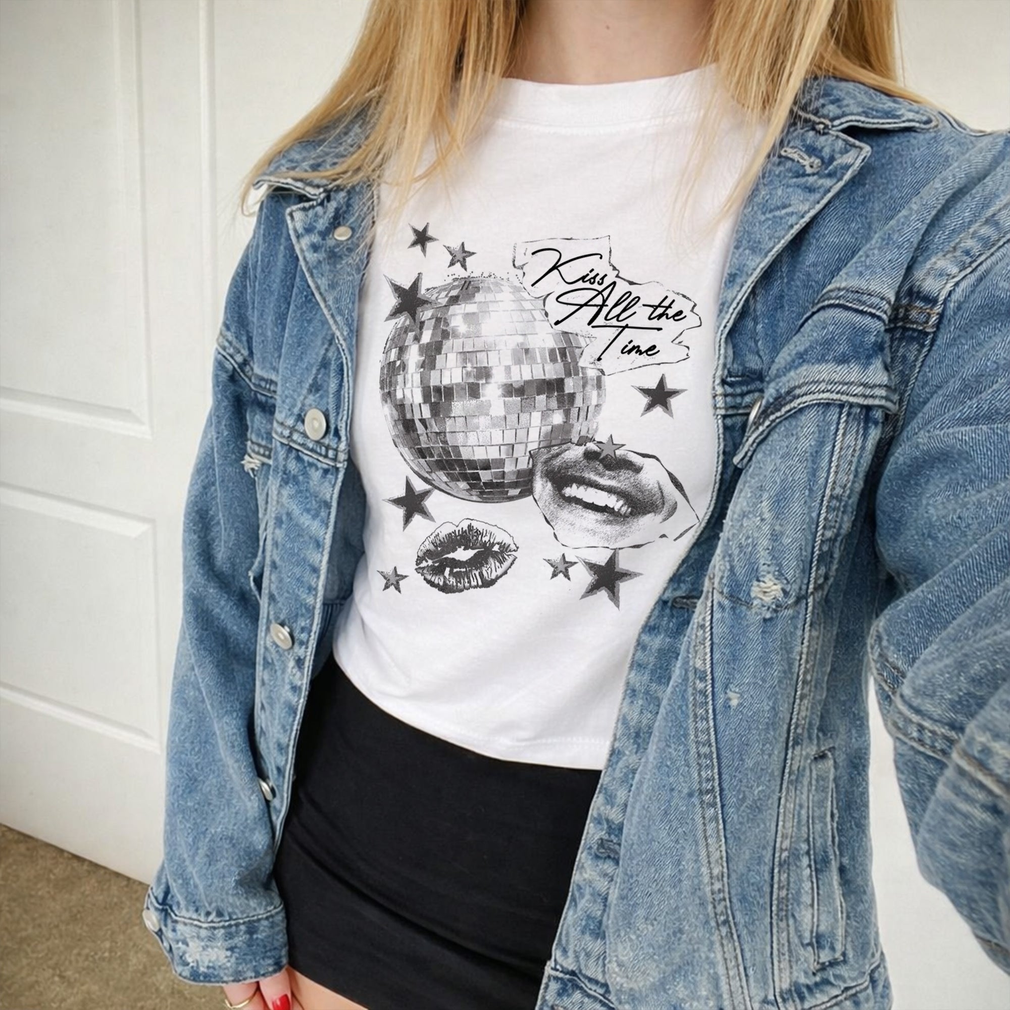 Kiss All The Time Cropped Baby T-shirt