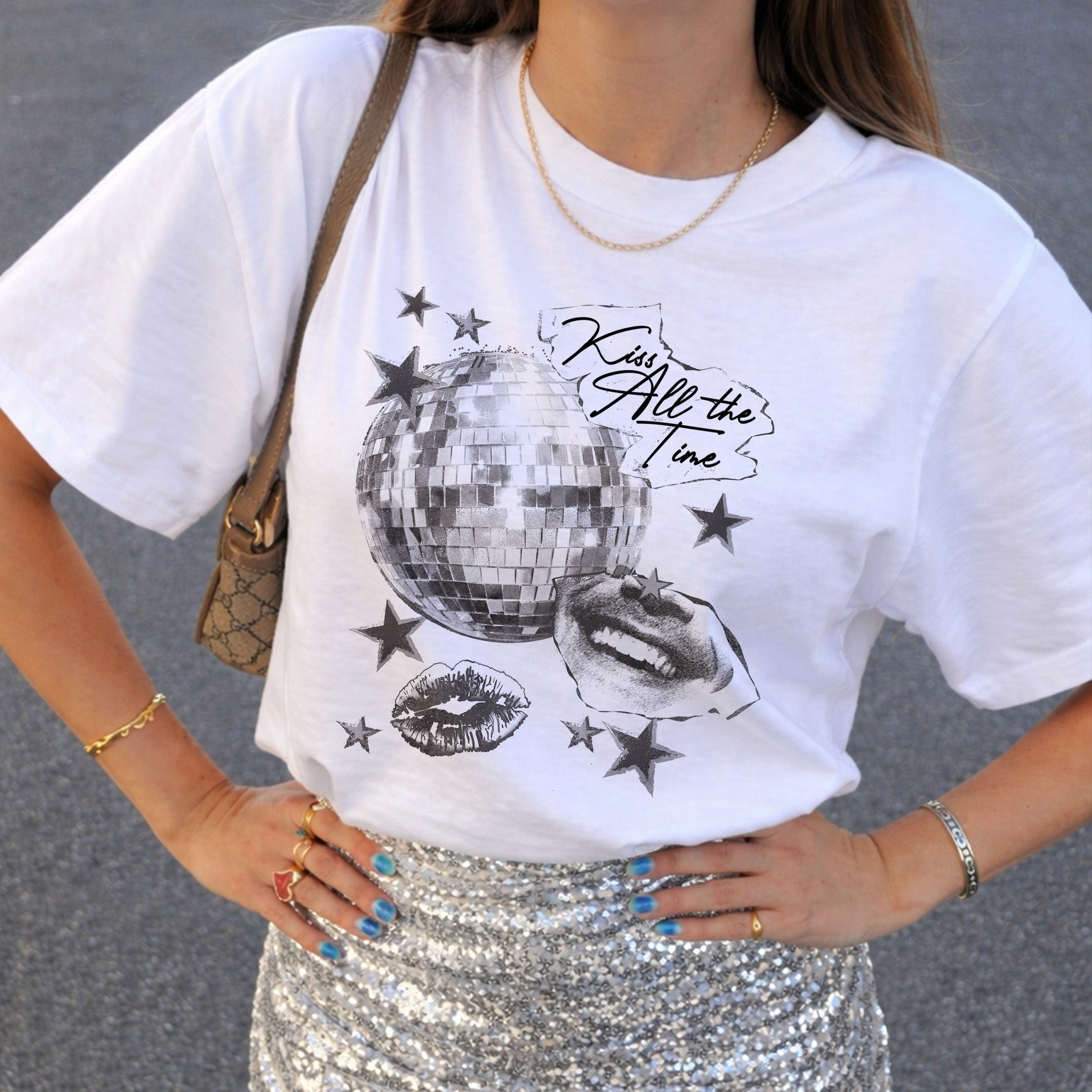 Kiss All The Time Slogan T-shirt