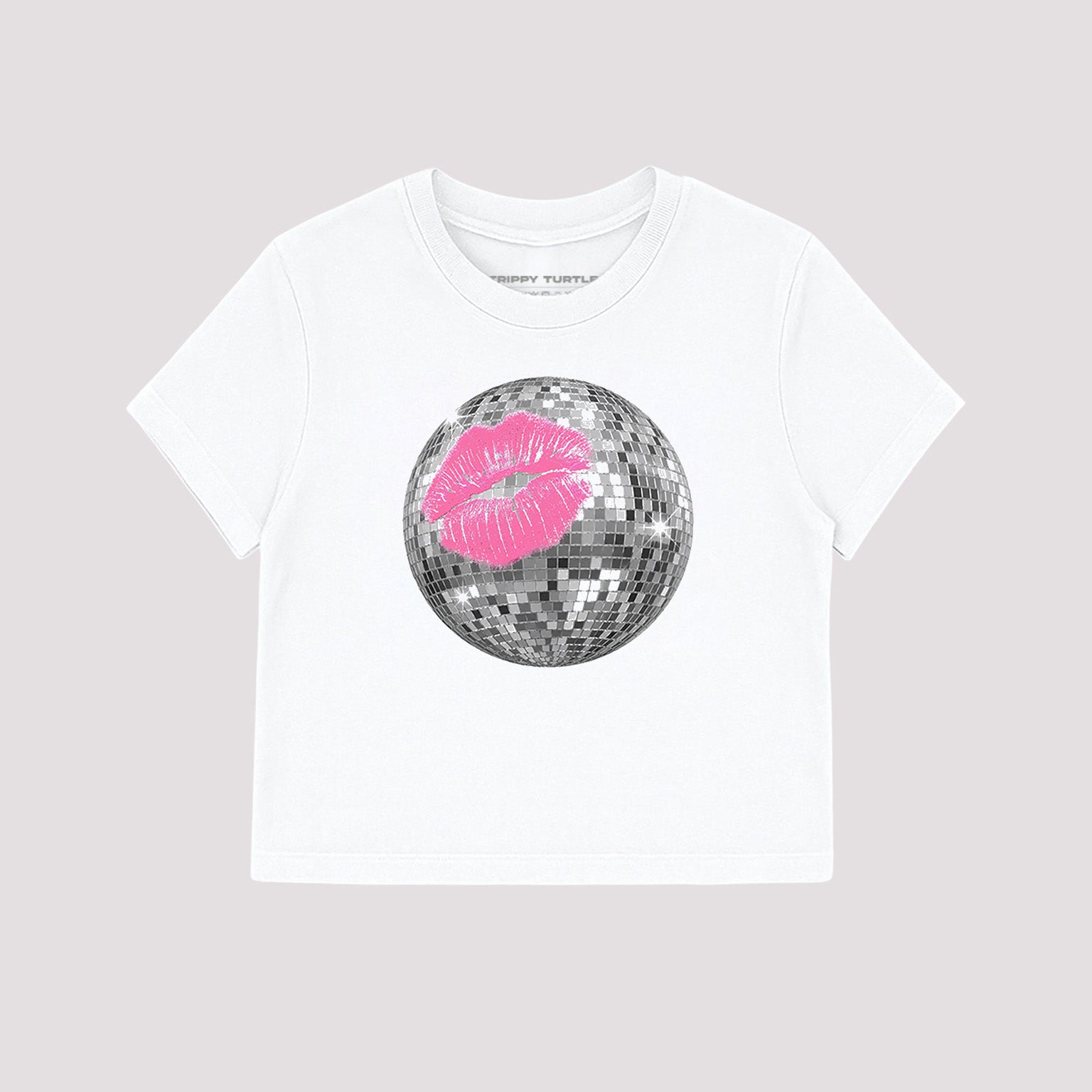 Pink Disco Lips Graphic Cropped Baby T-shirt
