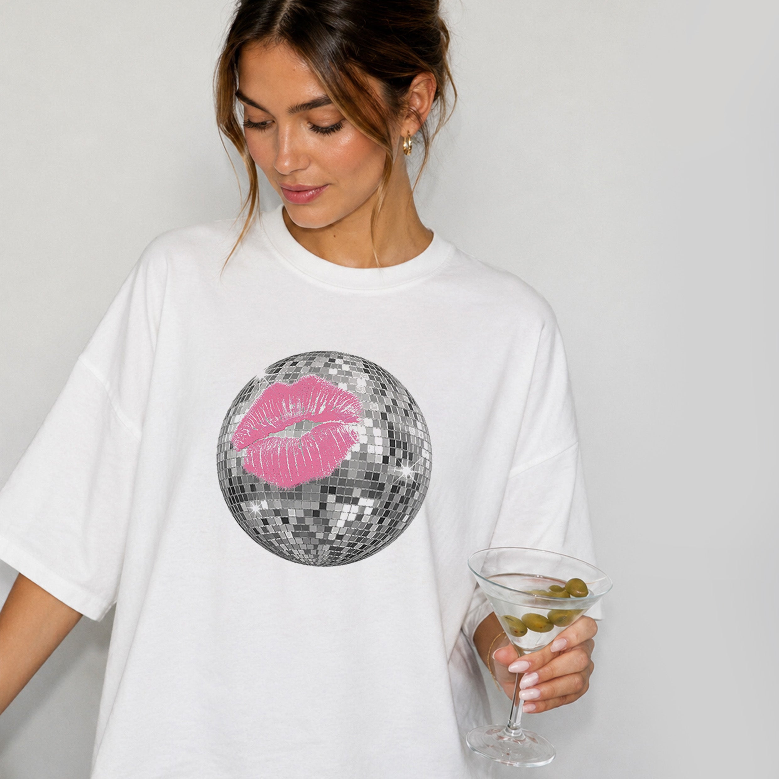 Pink Disco Lips Graphic T-shirt