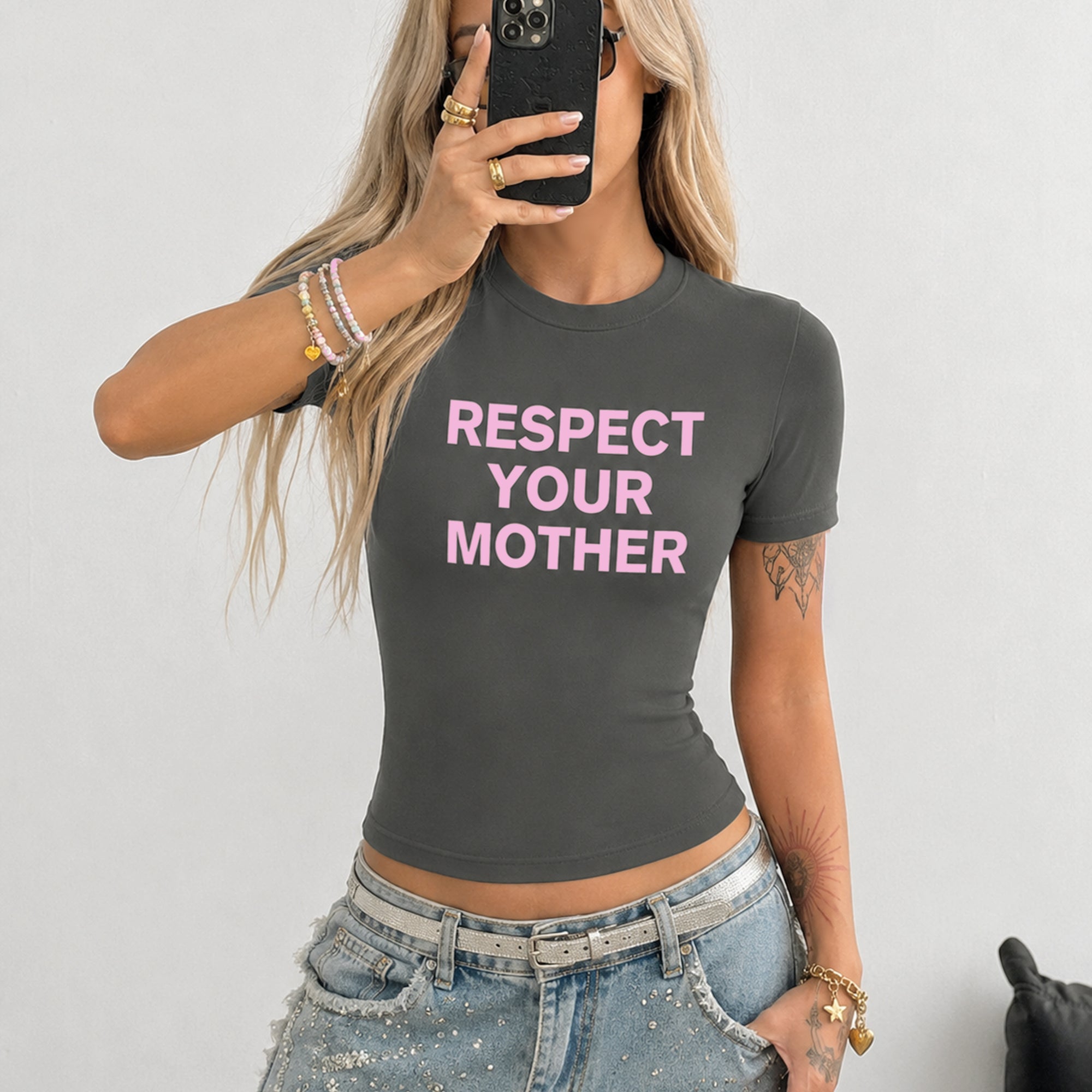 Respect Your Mother Cropped Baby T-shirt