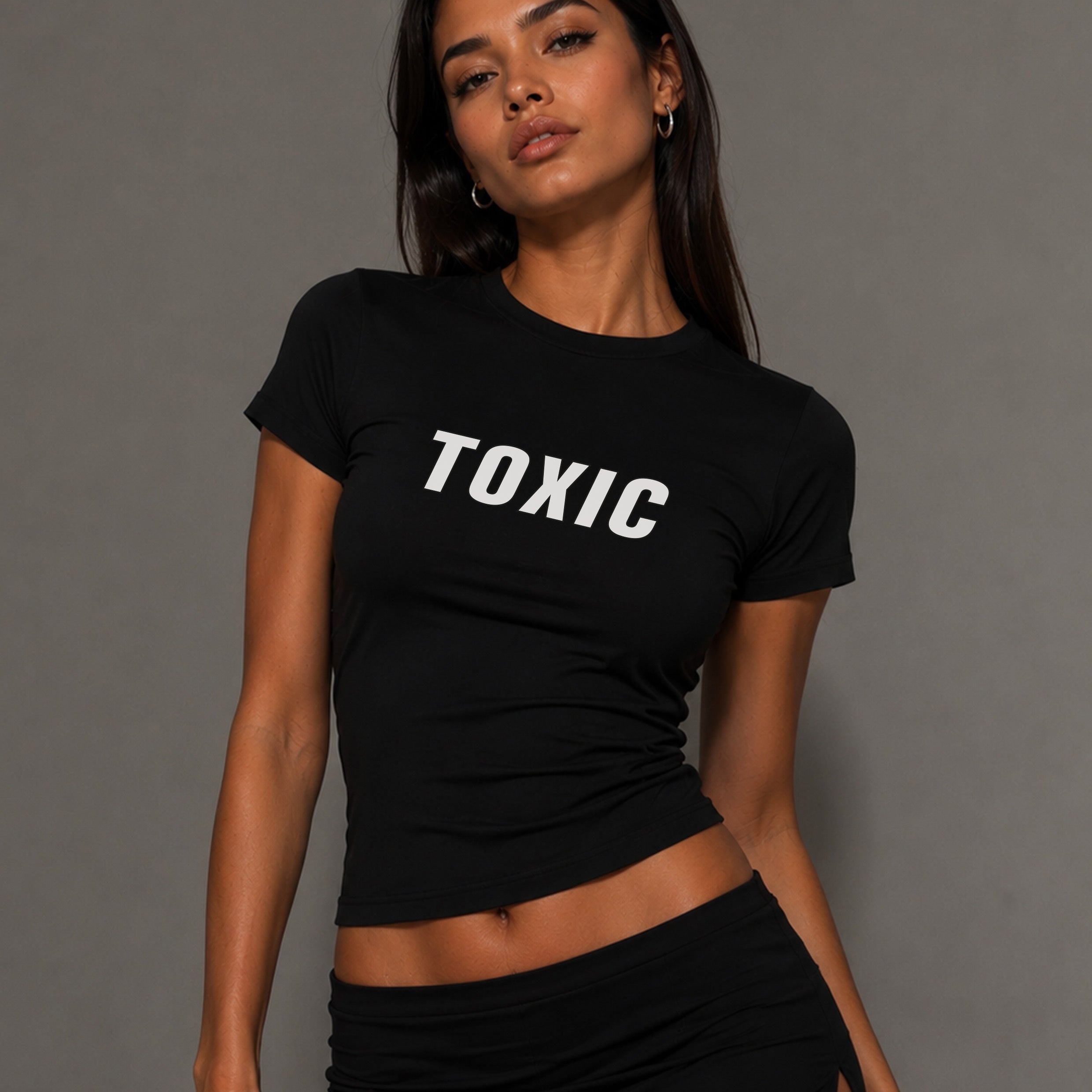 Toxic Slogan Cropped Baby T-shirt