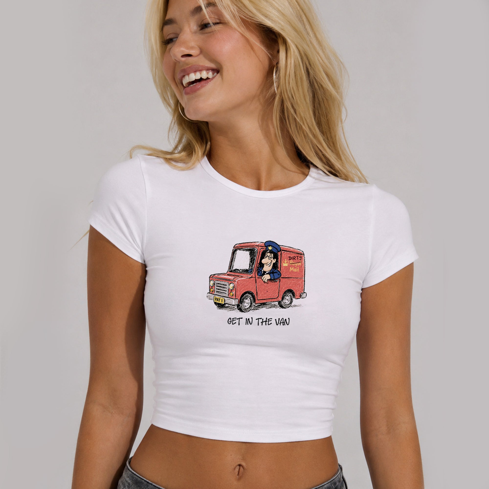 Get In The Van Parody Slogan Cropped Baby T-shirt