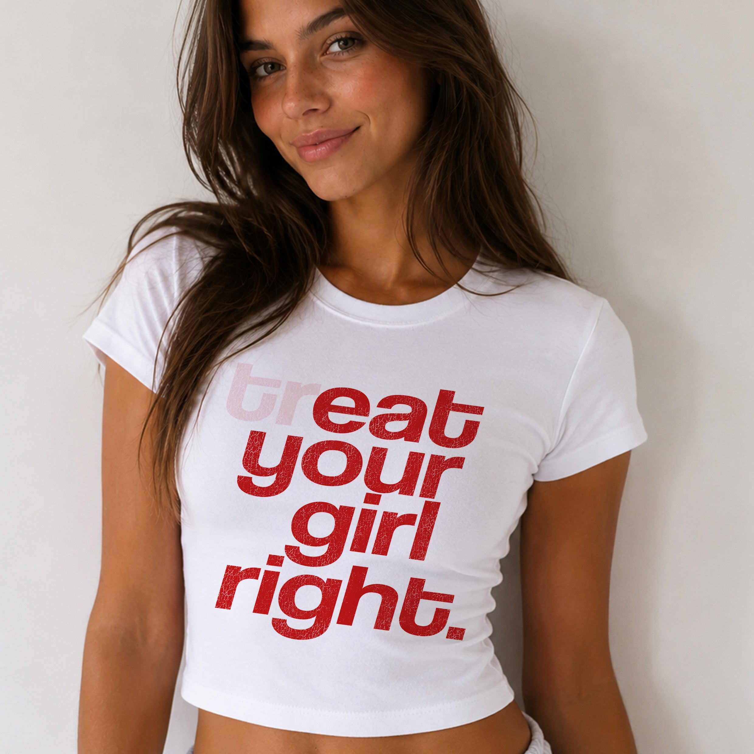 Treat Your Girl Right Slogan Cropped Baby T-shirt