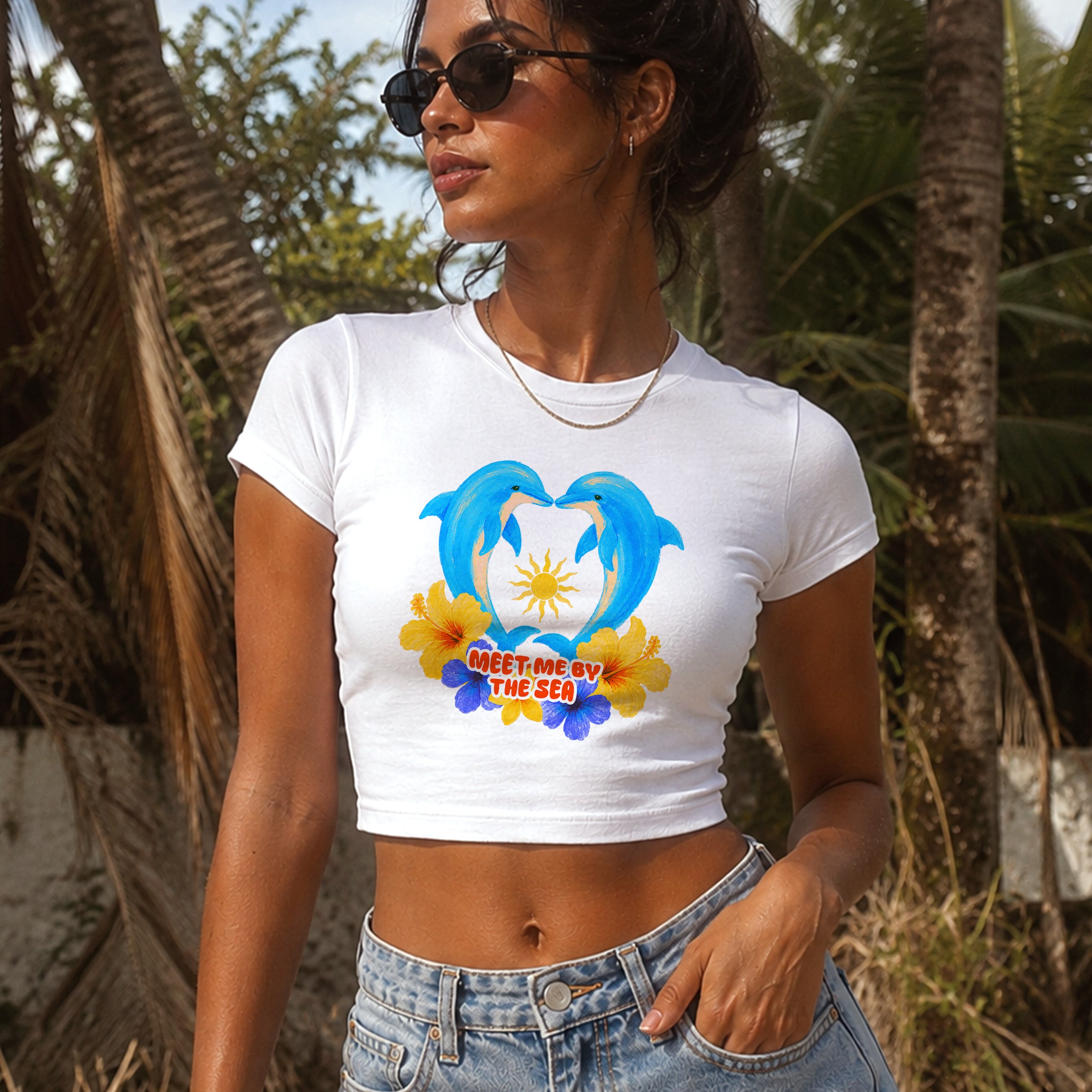 Dolphin Graphic Cropped Baby T-shirt