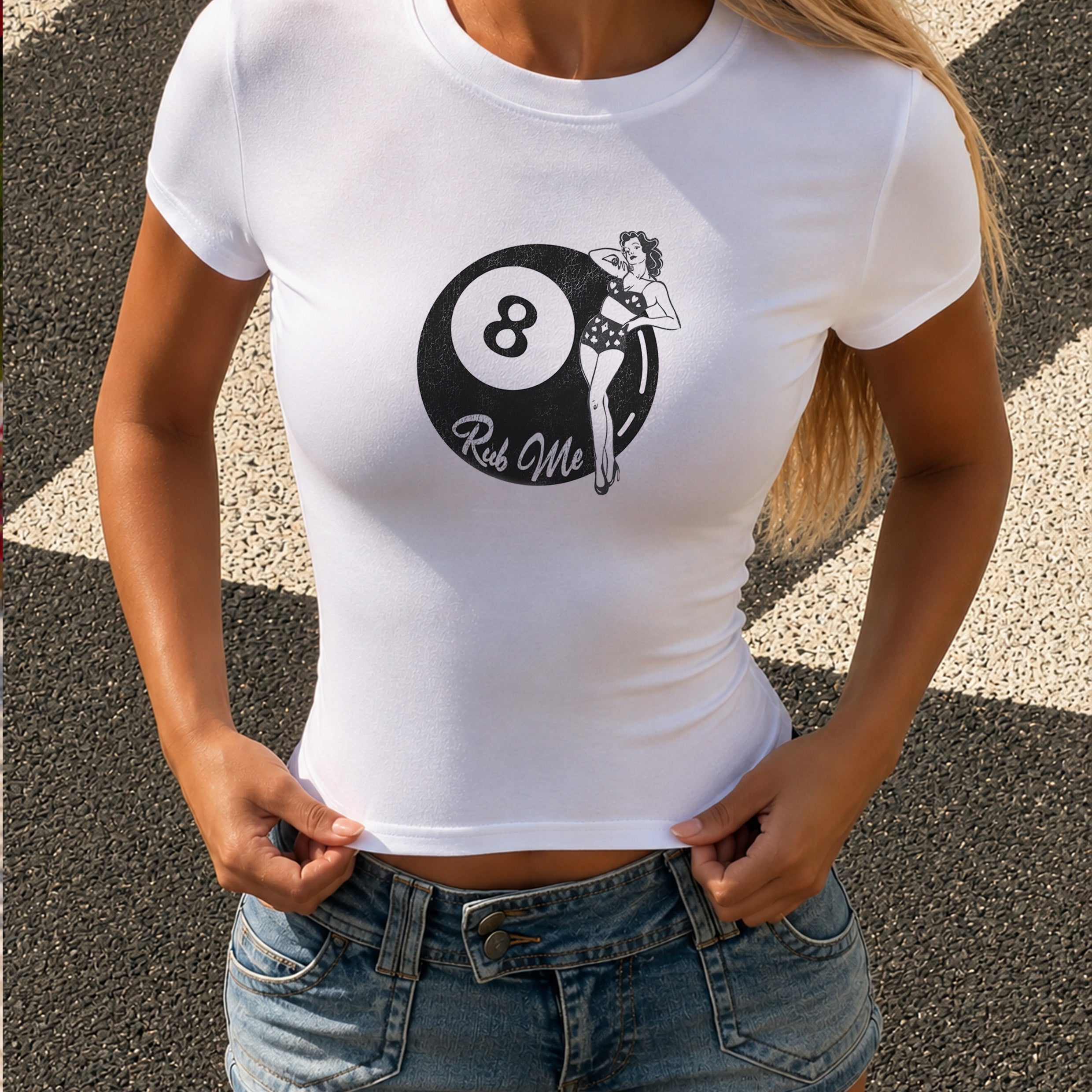 Lucky 8 Ball Graphic Cropped Baby T-shirt