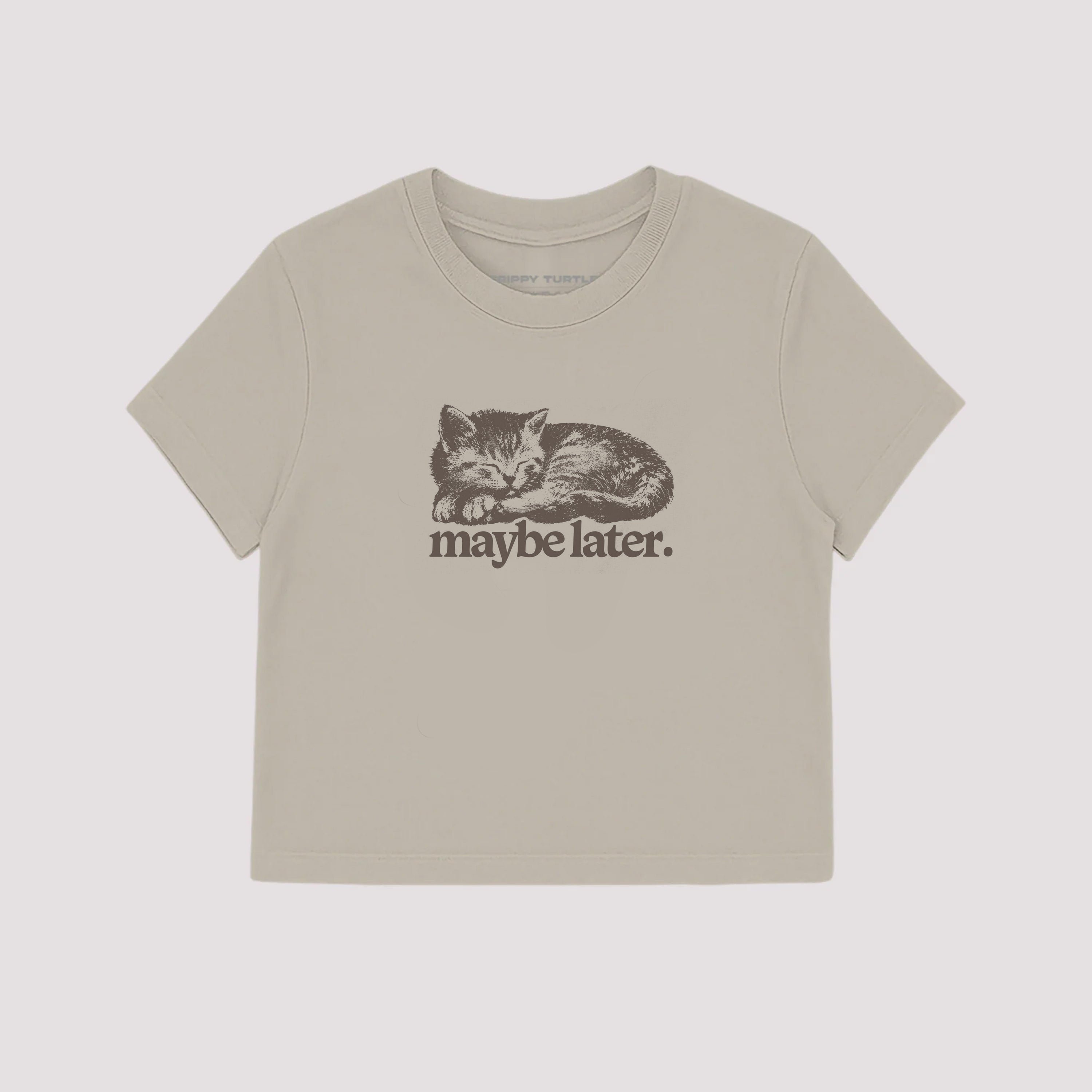 Not Sorry Cat Slogan Cropped Fitted T-shirt