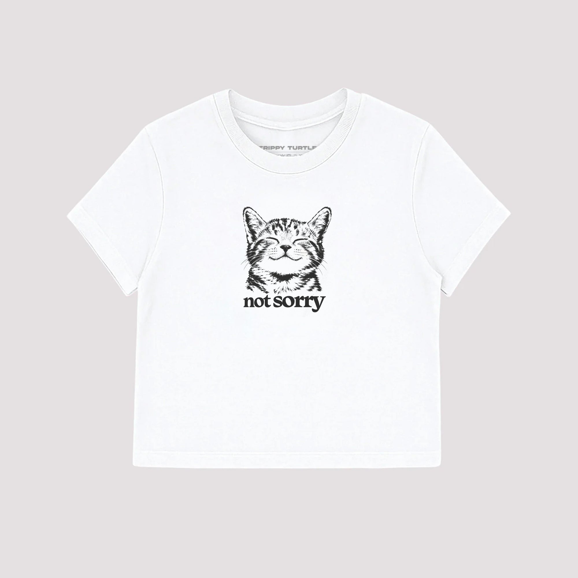 Not Sorry Cat Slogan Cropped Fitted T-shirt