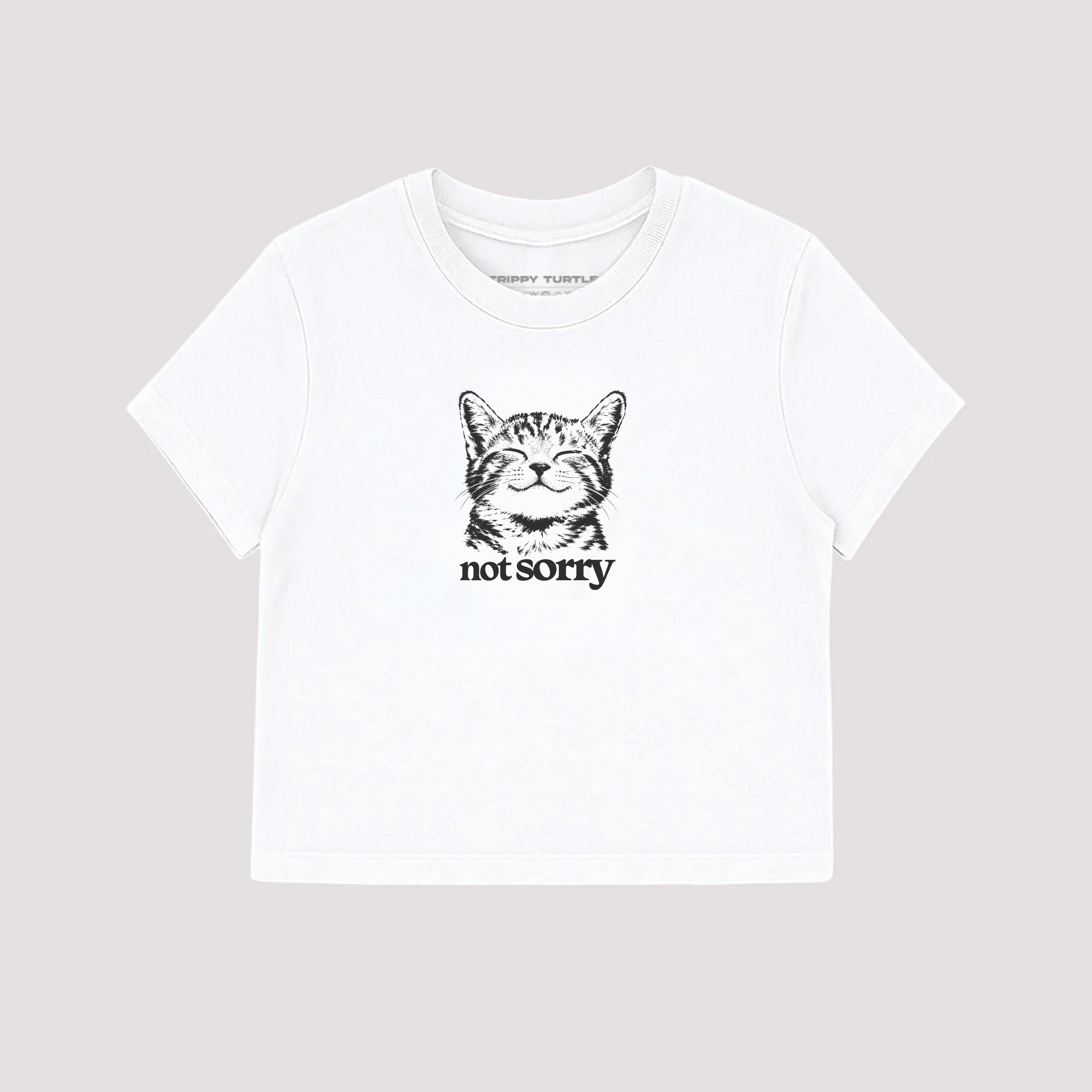 Not Sorry Cat Slogan Cropped Fitted T-shirt