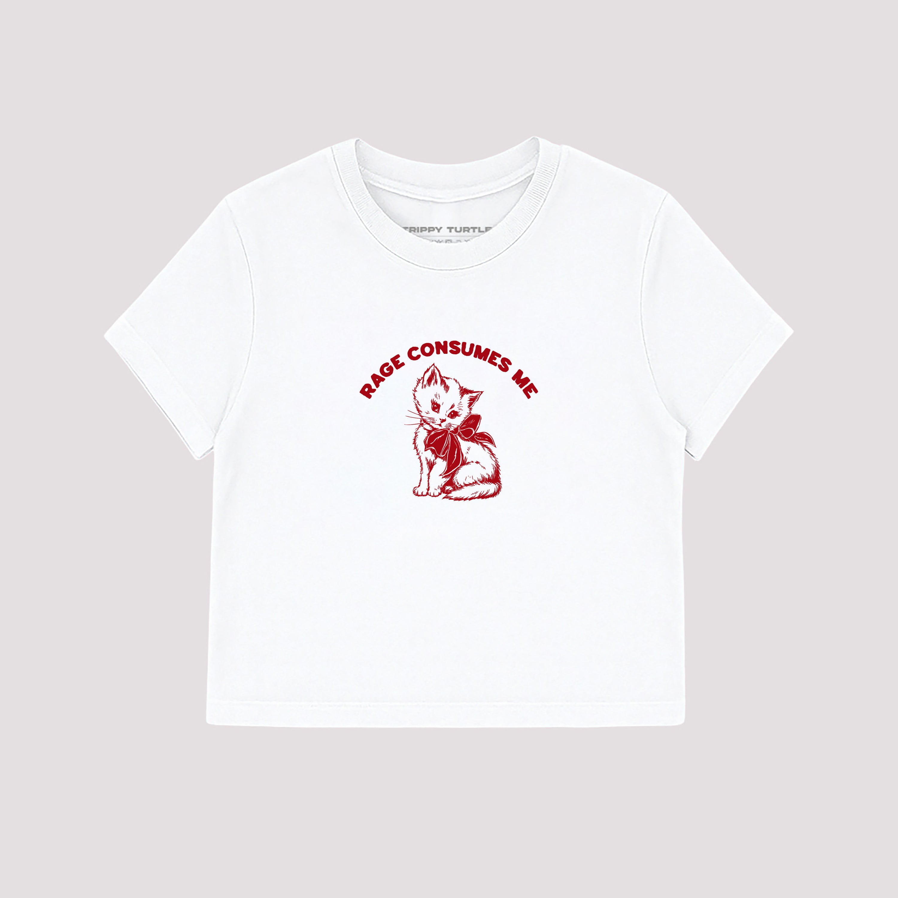 Rage Consumes Me Cat Slogan Cropped Fitted T-shirt