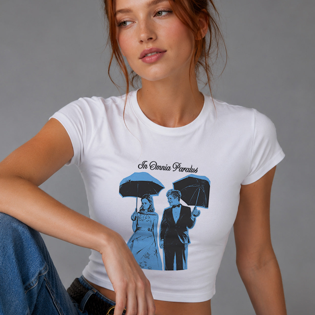 In Omnia Paratus Graphic Cropped Fitted T-shirt