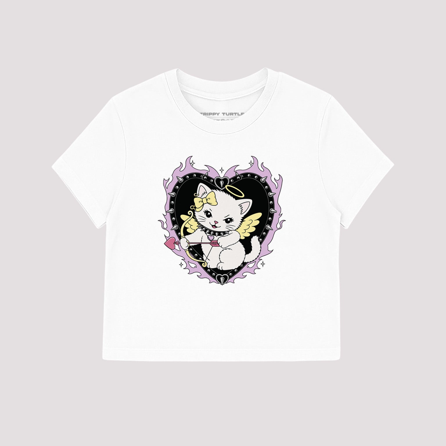 Cat Graphic Cropped Fitted T-shirt