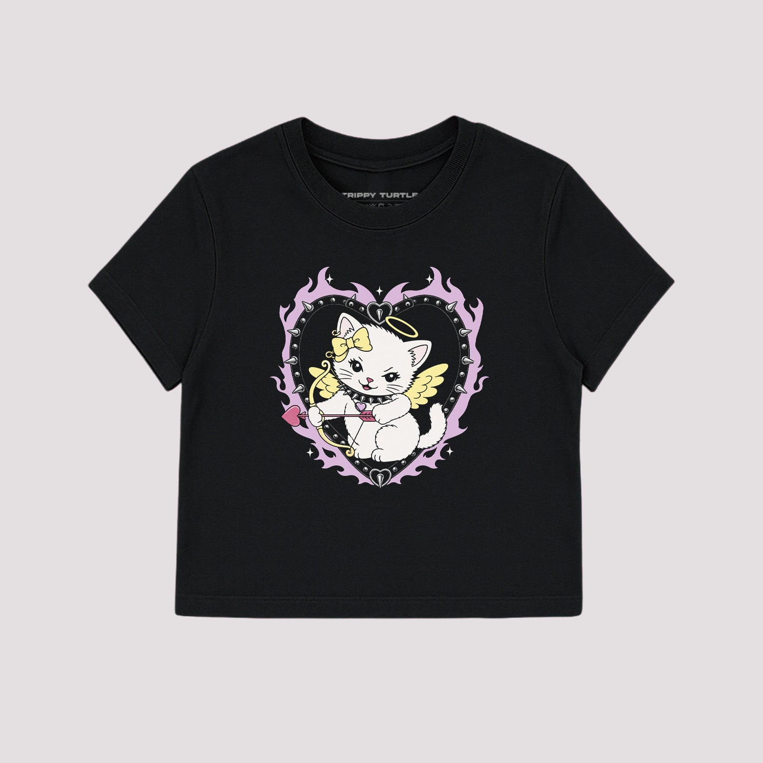 Cat Graphic Cropped Fitted T-shirt