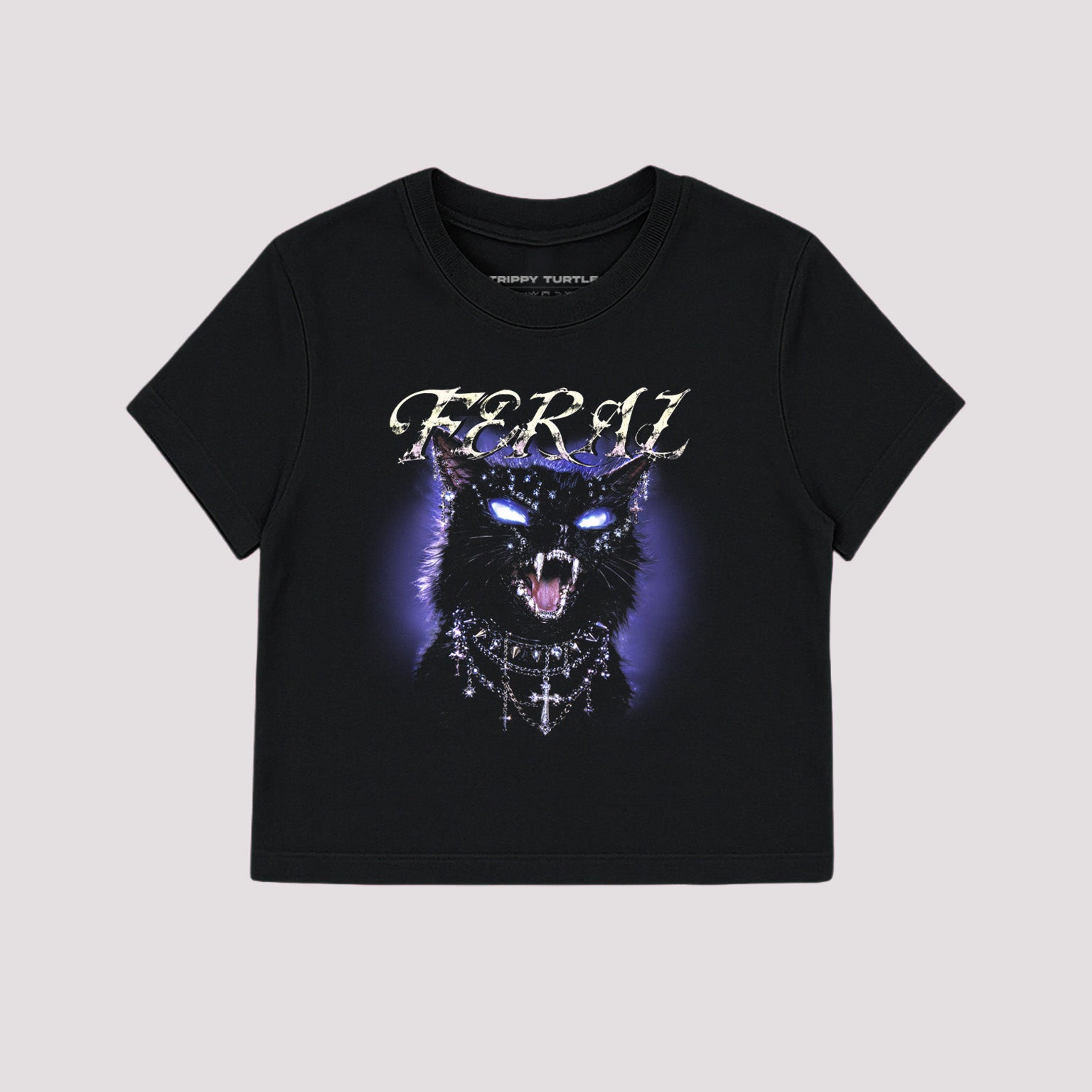 Feral Cat Halloween Cropped Fitted T-shirt