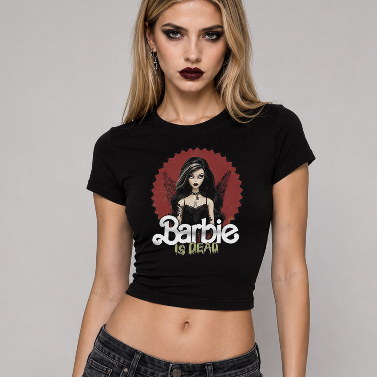 Barbie Is Dead Halloween Cropped Fitted T-shirt