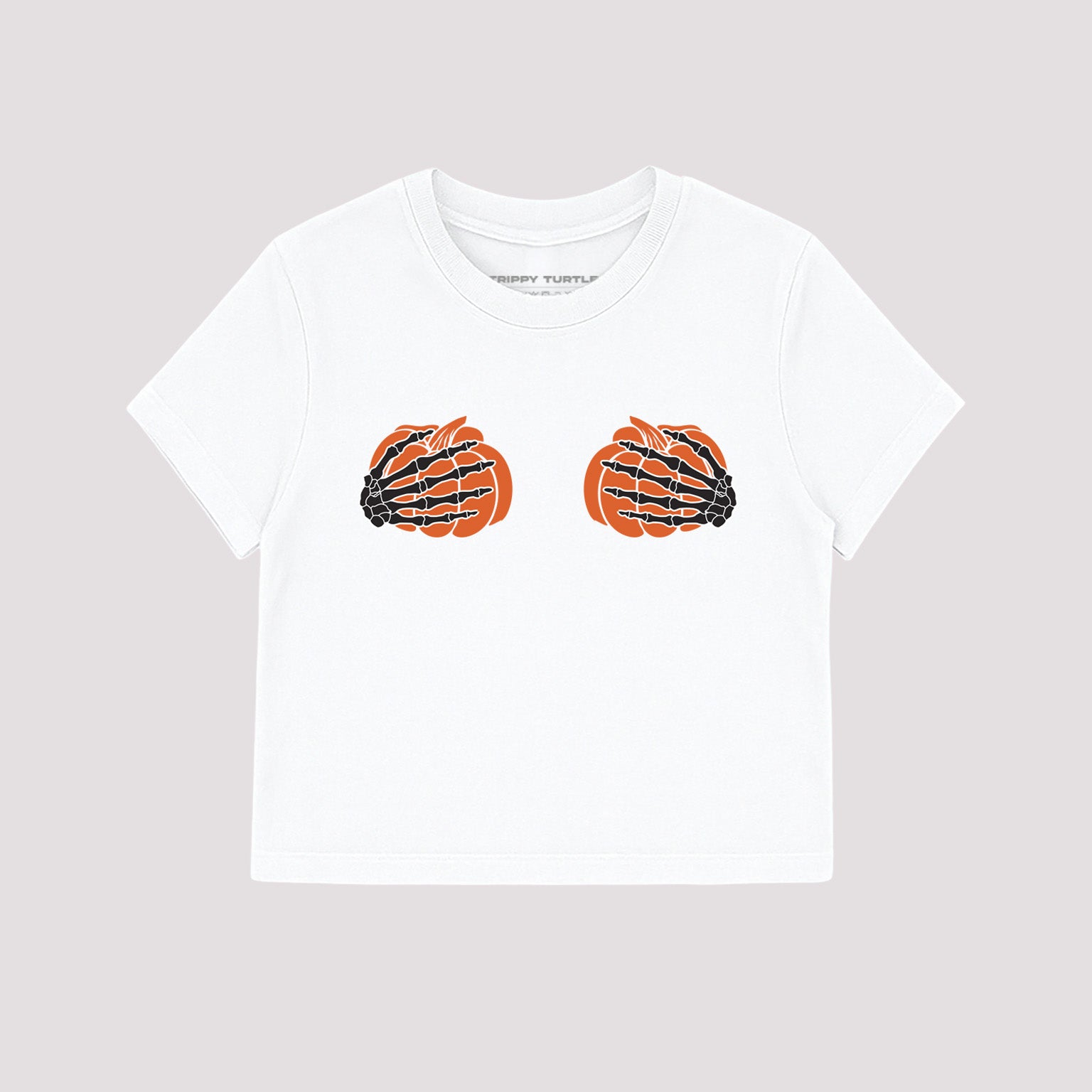 Pumpkin Skeleton Halloween Cropped Fitted T-shirt