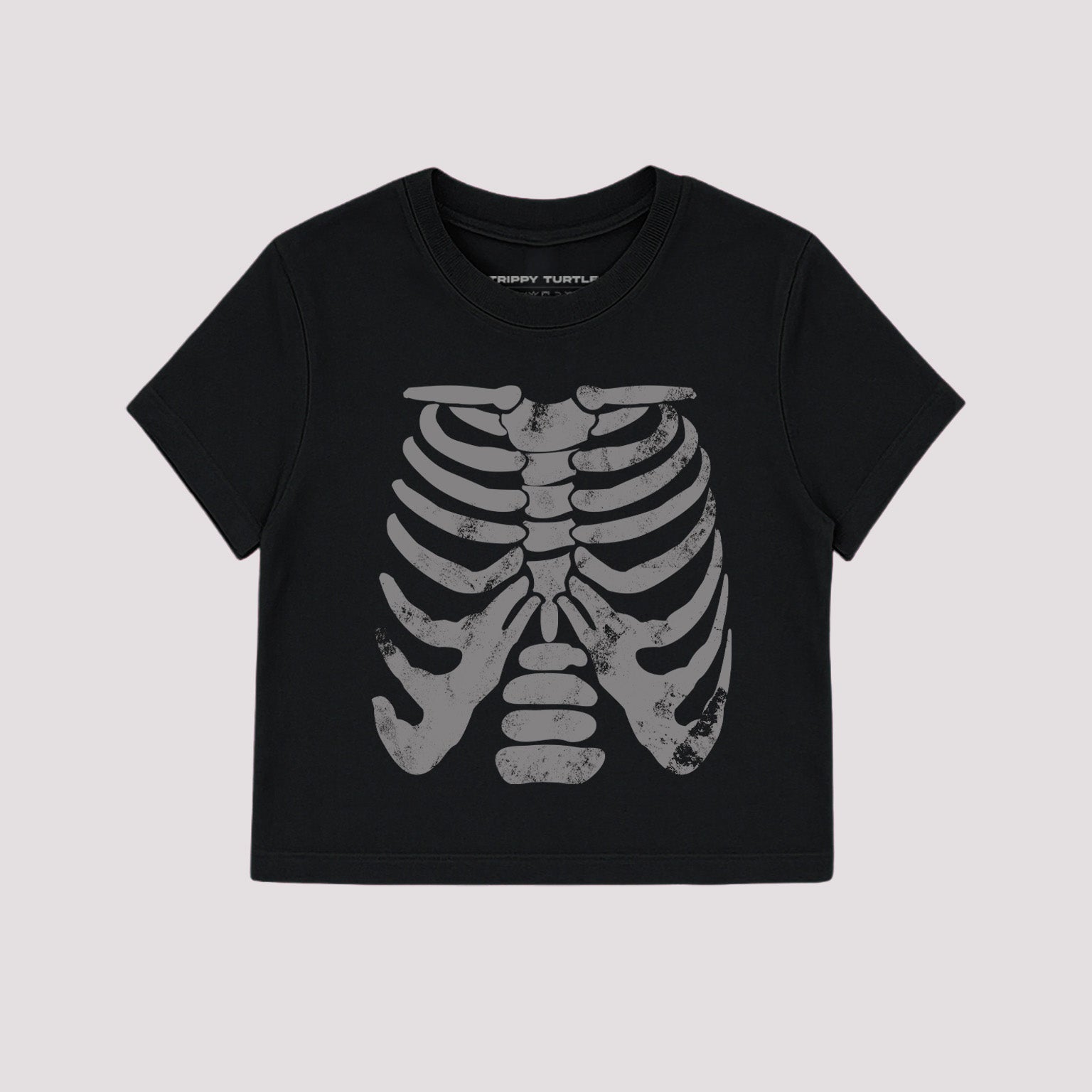 Skeleton Halloween Cropped Fitted T-shirt