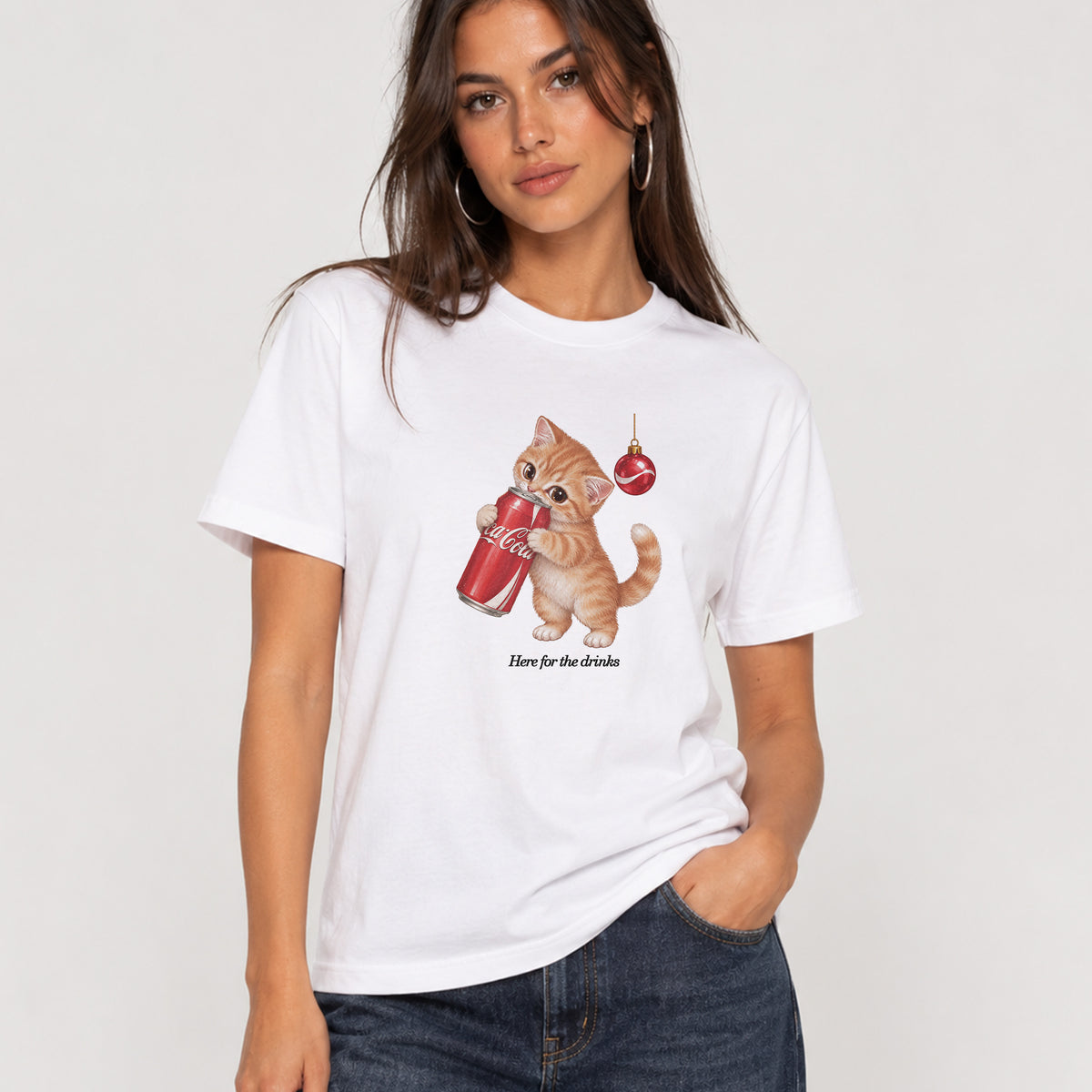 Cat Graphic Christmas T-Shirt