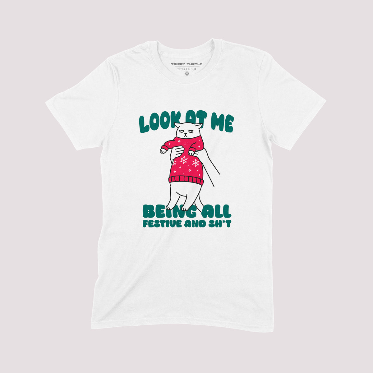 Festive Christmas Cat Graphic T-Shirt