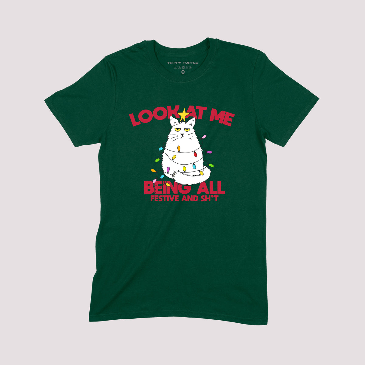 Festive Christmas Cat Graphic T-Shirt