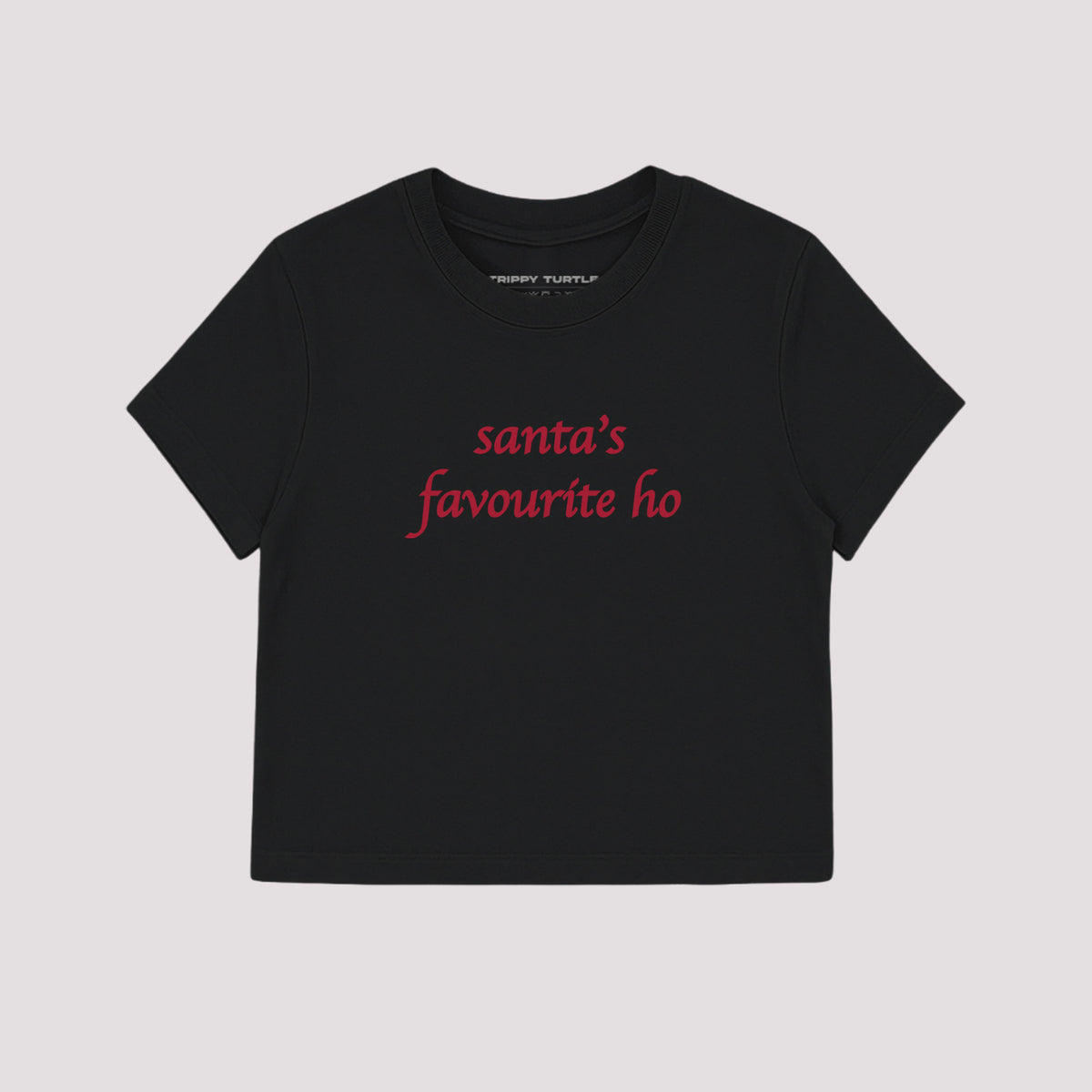 Santa's Favourite Christmas Slogan Cropped Fitted T-shirt