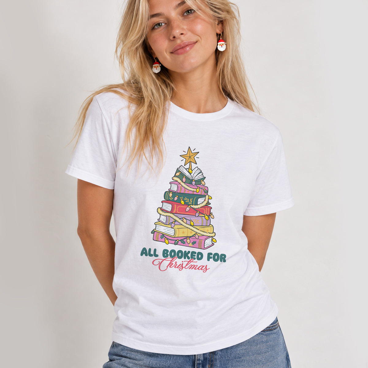 All Booked For Christmas Graphic T-Shirt