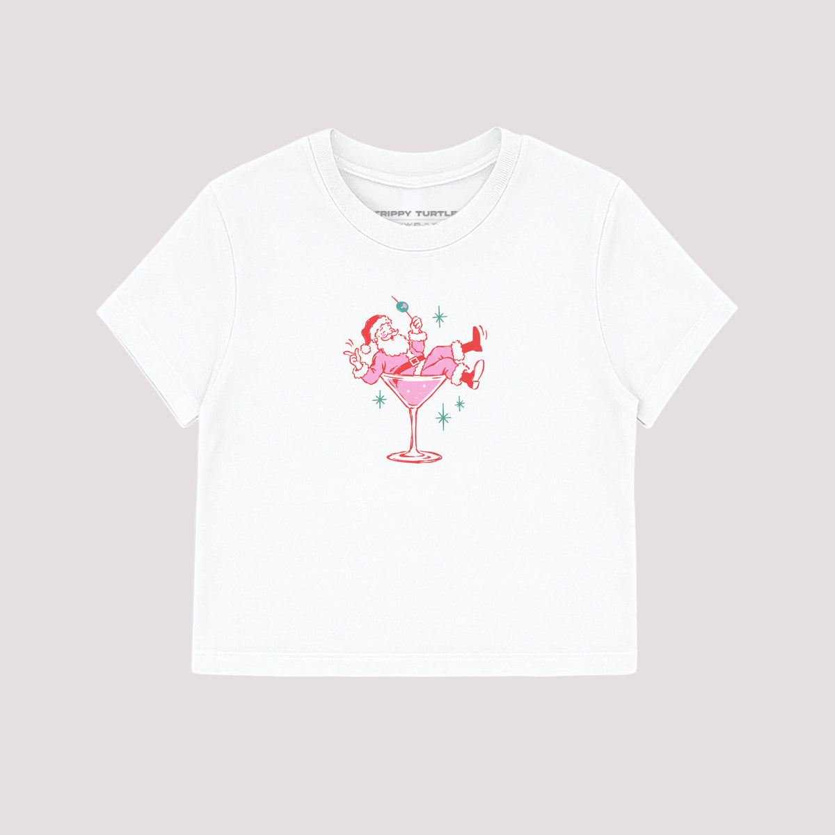 Christmas Cocktail Slogan Cropped Fitted T-shirt