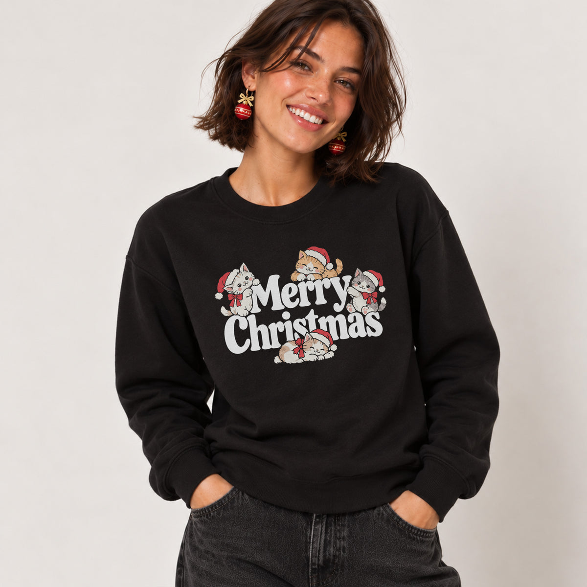 Cat Christmas Graphic Sweatshirt
