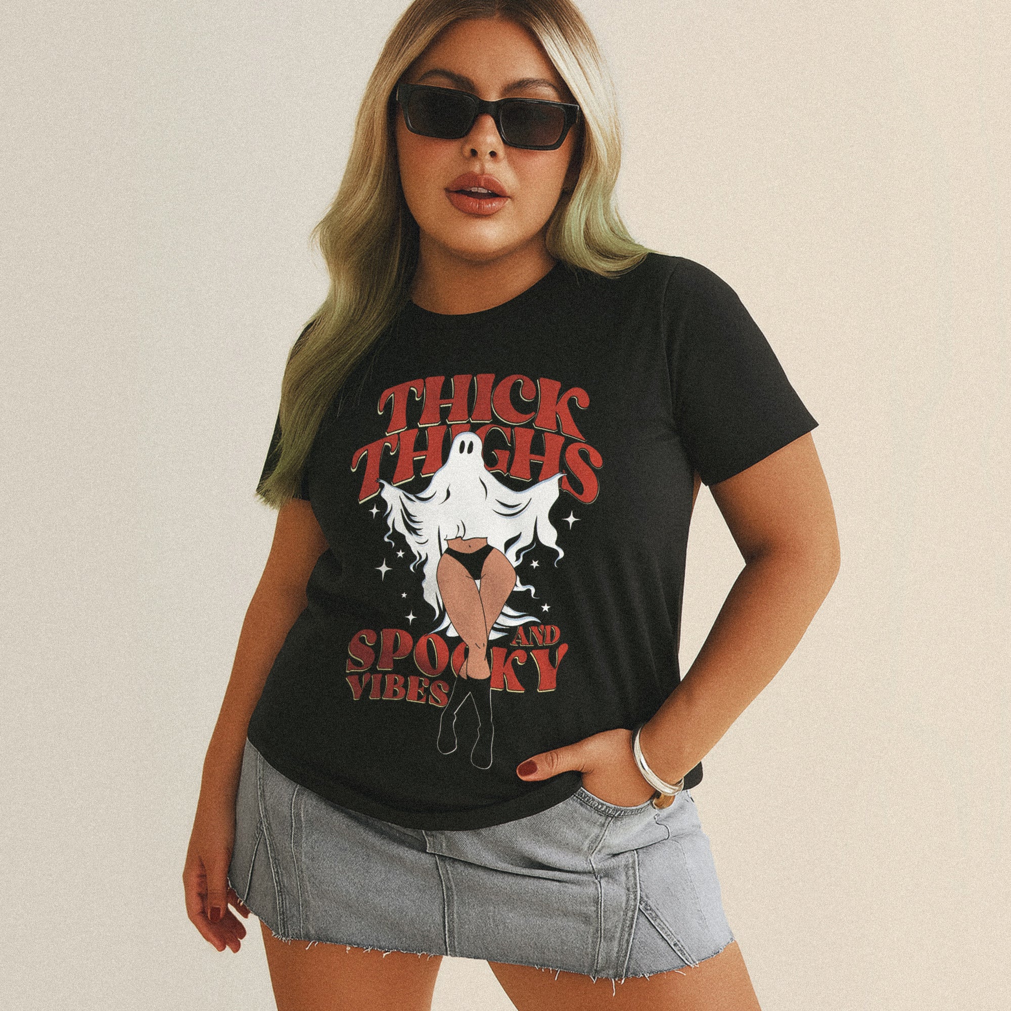 Thick Thighs And Spooky Vibes Halloween T-shirt