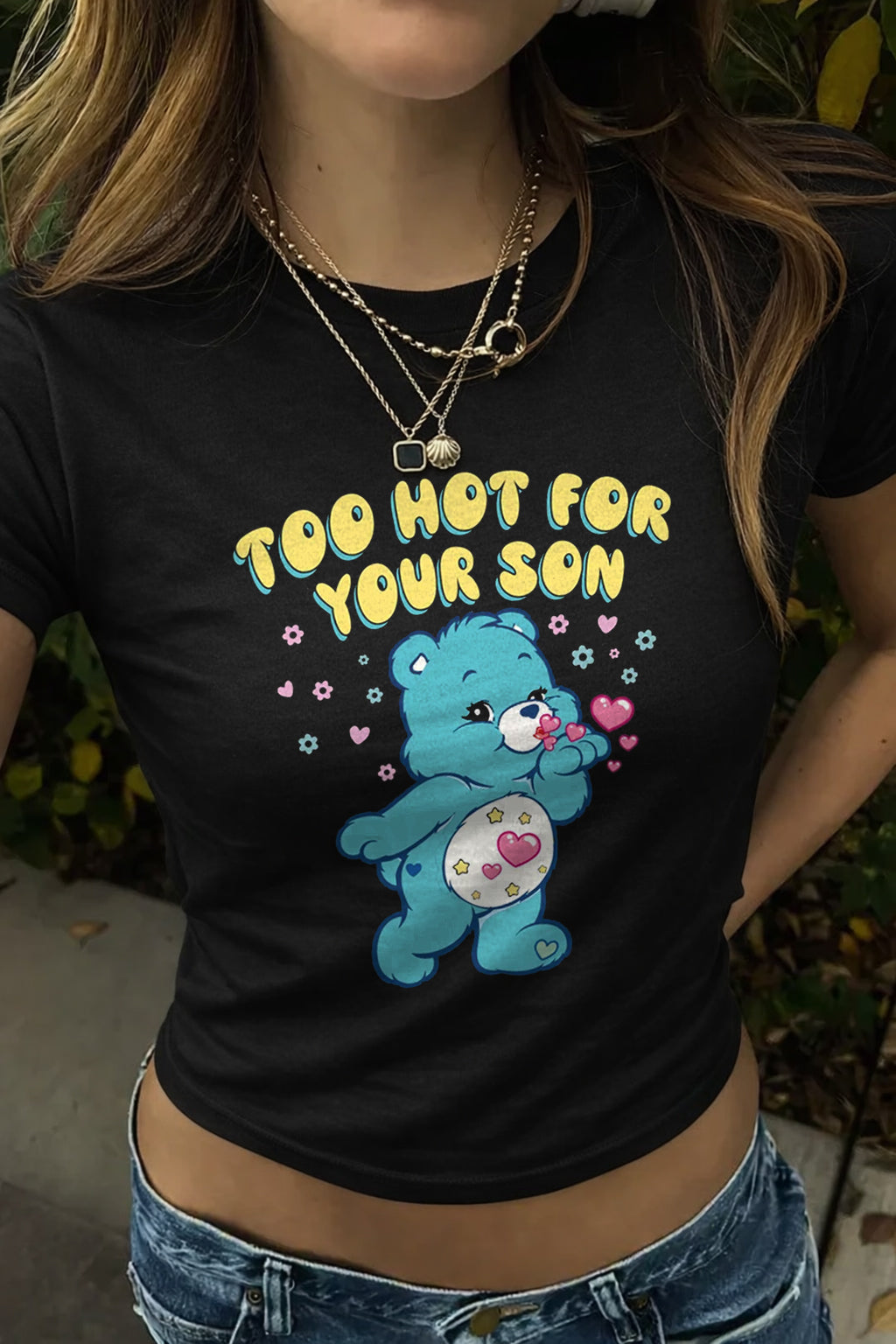 Too Hot For Your Son Cropped Baby T-shirt